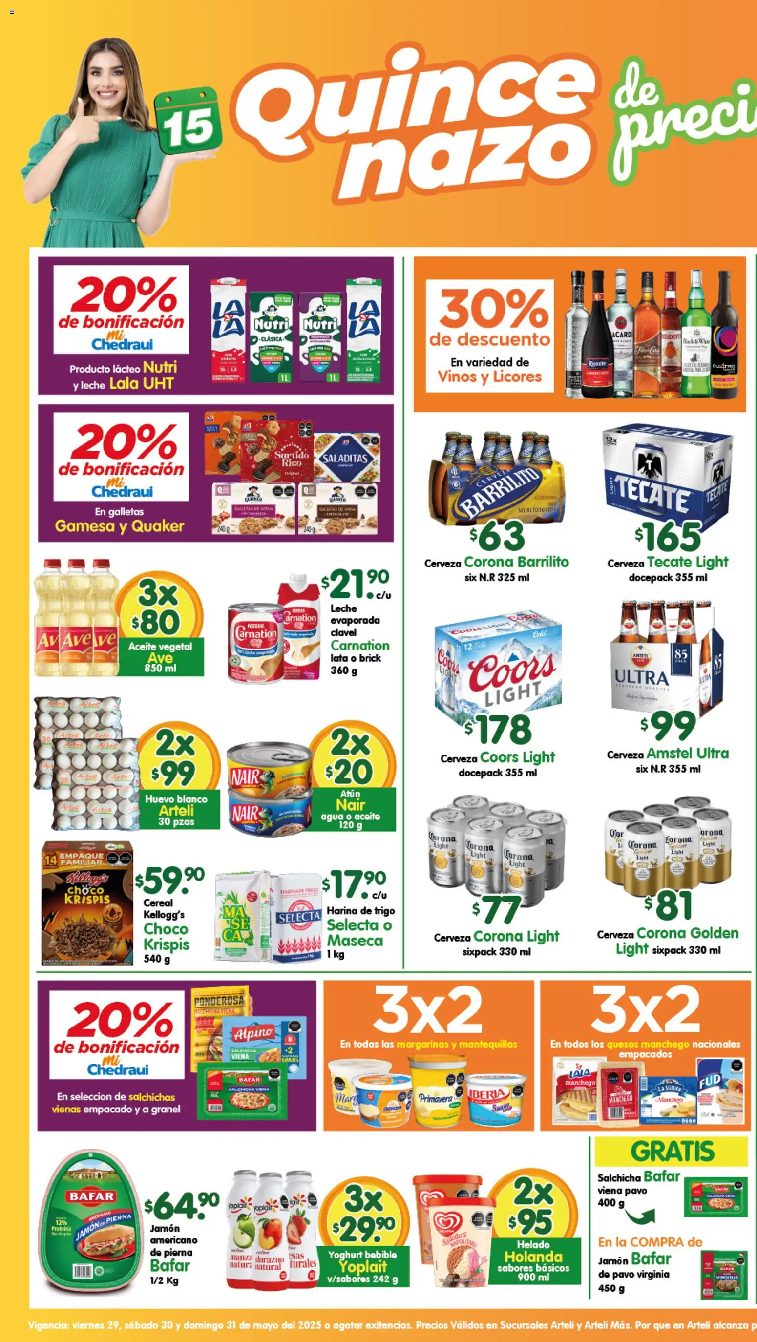 Nuevas ofertas de Arteli válidas en toda la República Mexicana desde el 29.05.2026. ¡Encuentra las mejores ofertas en Arteli folleto Tuxpan! | Página: 1 | Productos: Salchicha, Agua, Aceite, Cerveza