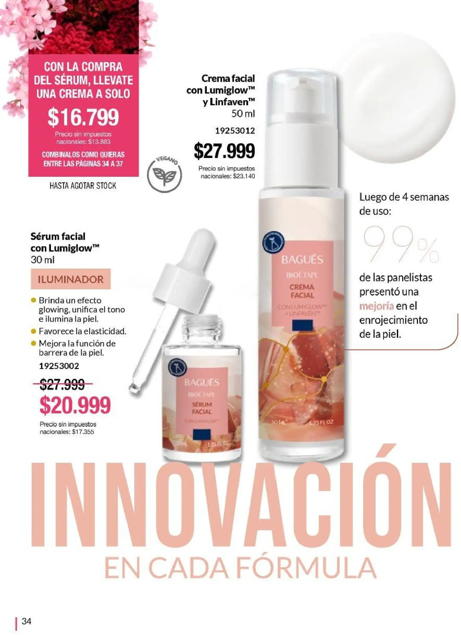 Bagués catálogo │ válido desde el 21/09/2026 | Página: 34 | Productos: Iluminador, Crema facial, Serum, Crema