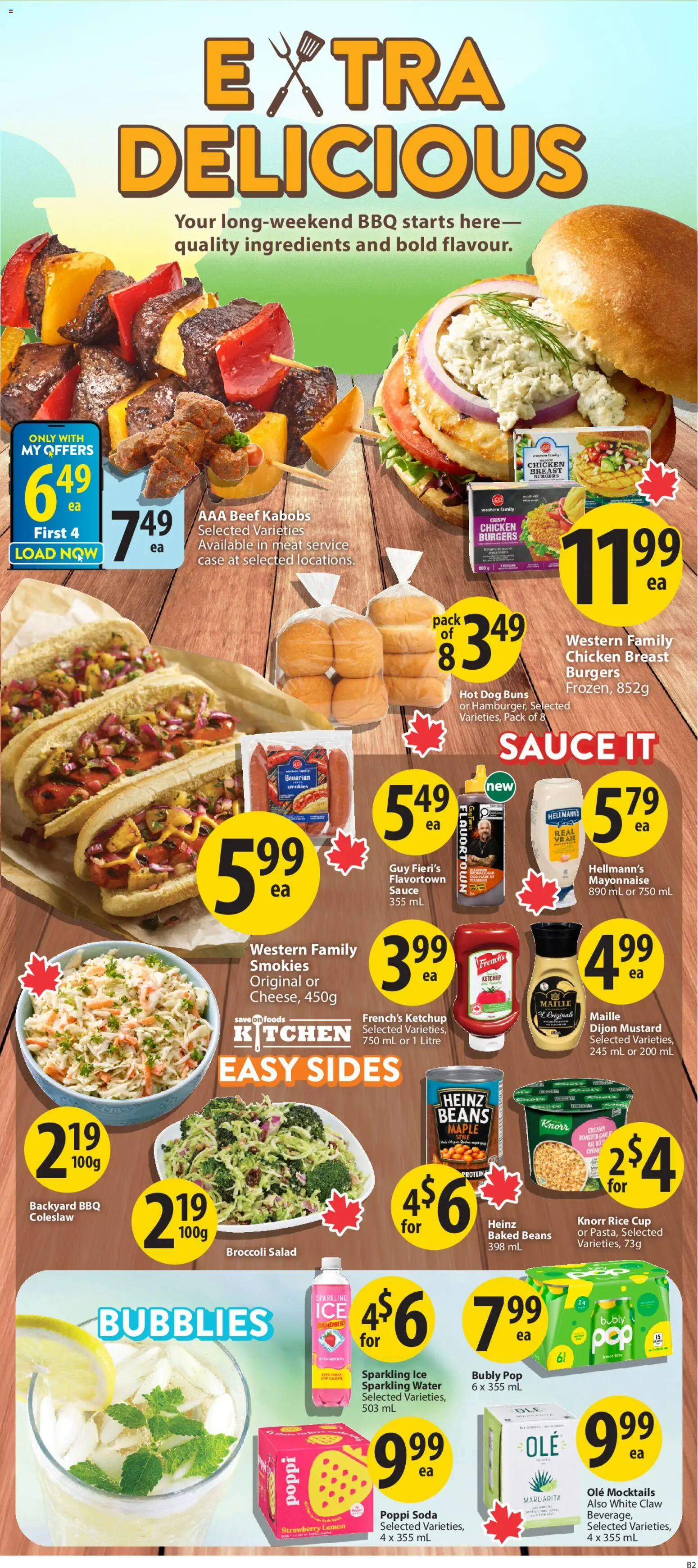 Save on foods flyer valid from 14.05.2026 | Page: 2 | Products: Rice, Beef, Ketchup, Salad