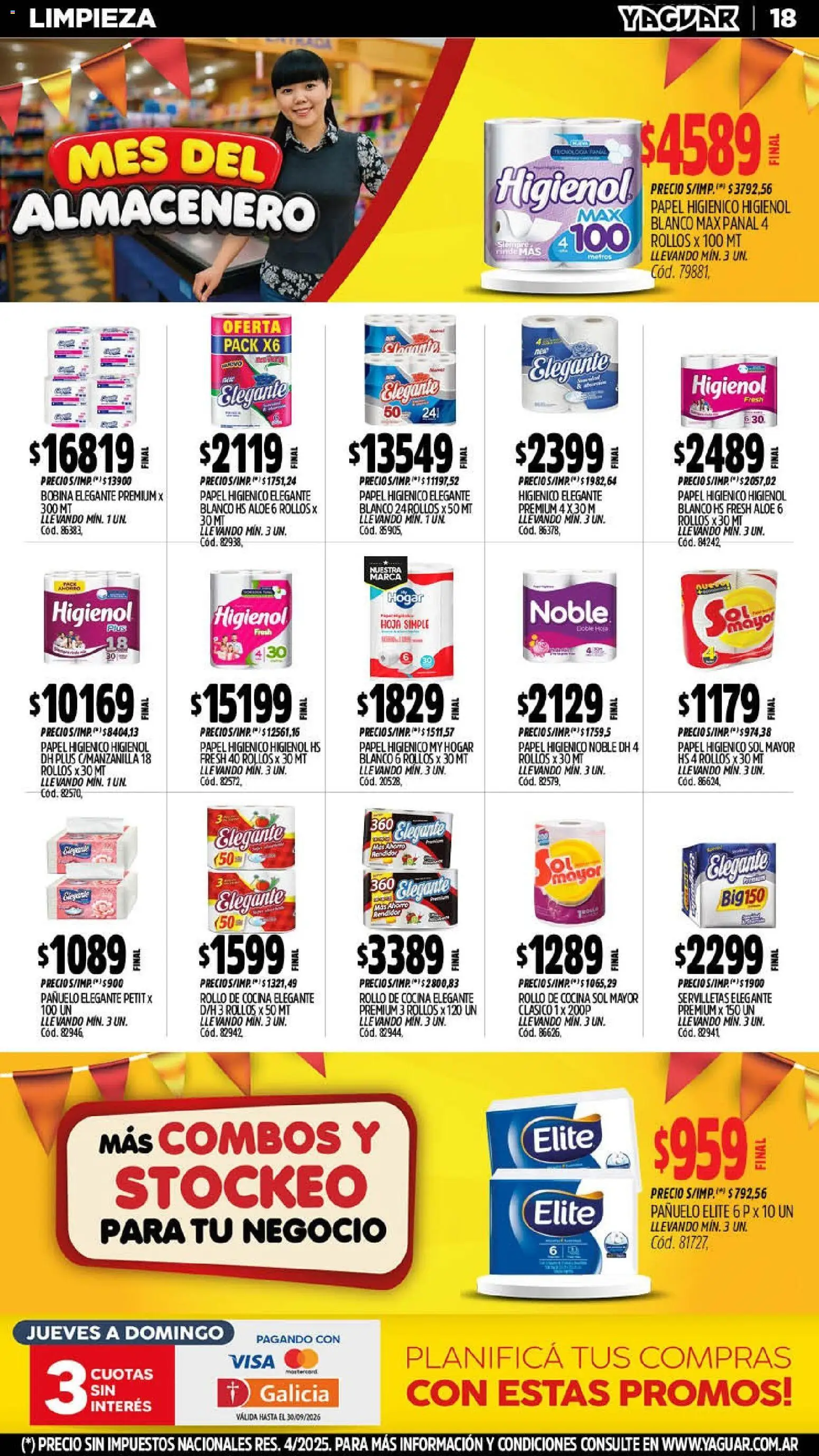 Yaguar - Oferta Semanal Santa Fé │ válido desde el 07/09/2026 | Página: 19 | Productos: Papel higiénico, Pañuelo, Cocina, Servilletas
