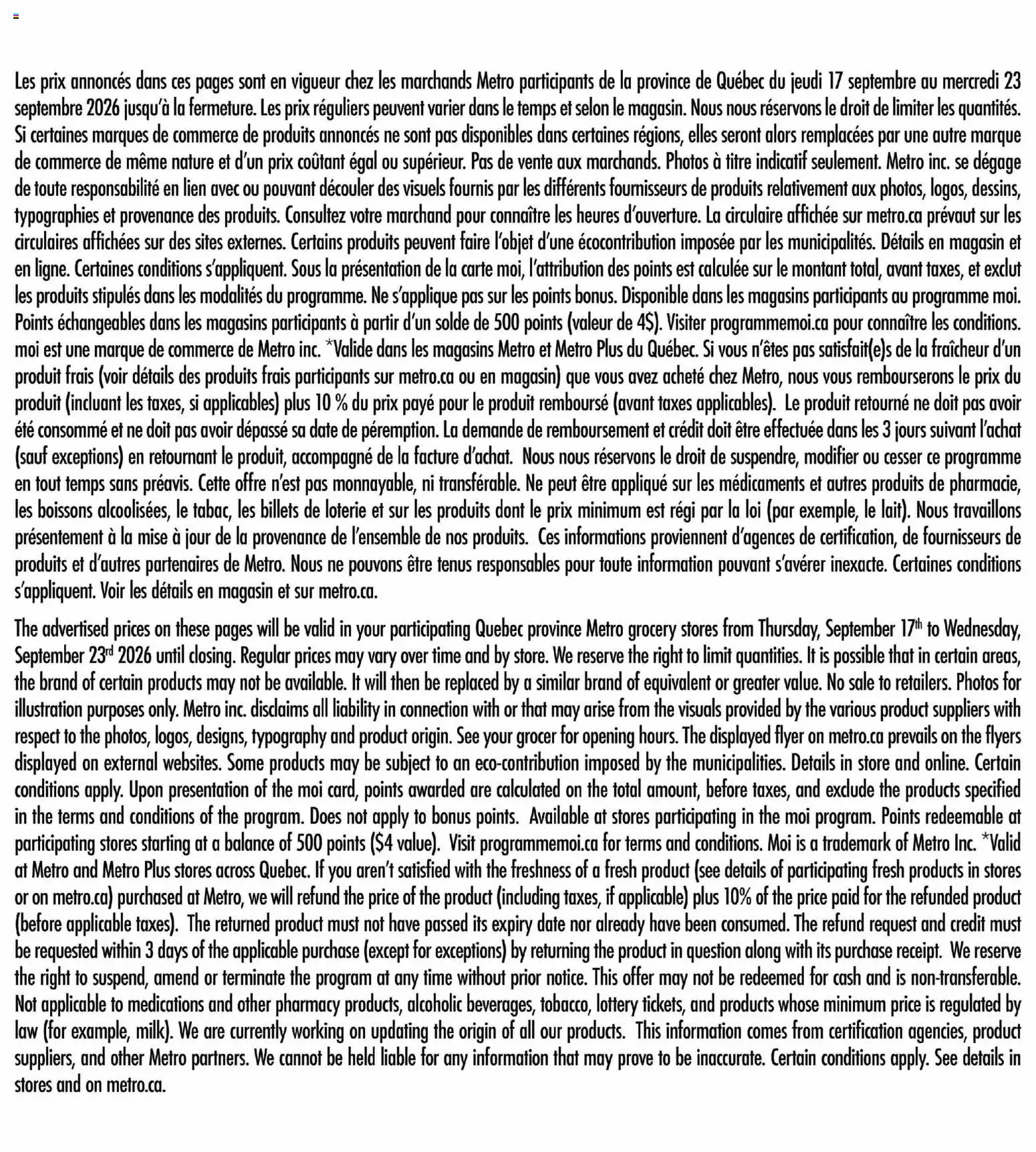 Metro flyer valid from Sep 17, 2026 | Page: 26