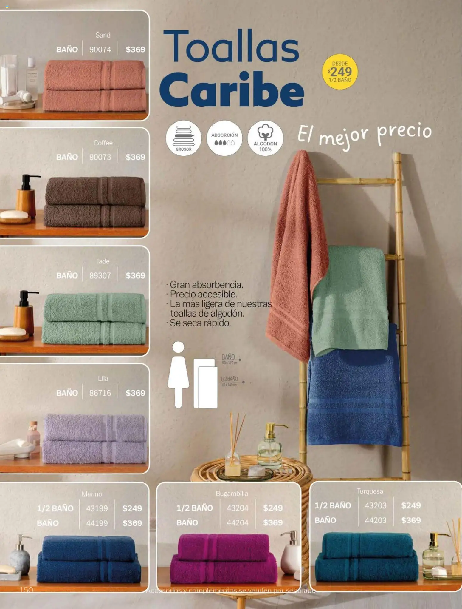 Nuevas ofertas de Vianney válidas en toda la República Mexicana desde el 23.01.2026. ¡Encuentra las mejores ofertas en Vianney catálogo Chavos! | Página: 152 | Productos: Algodón, Toallas, Baño