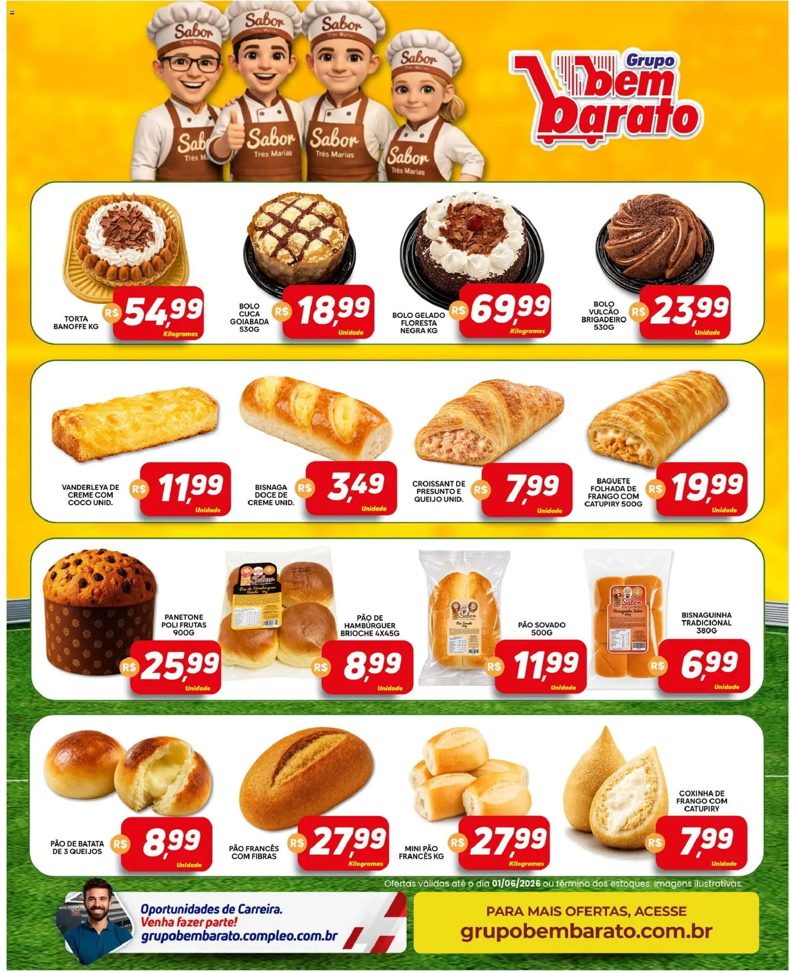 Supermercado Bem Barato Folheto - válido de 26.05.2026 | Página: 4 | Produtos: Pão, Bolo, Creme, Pão francês