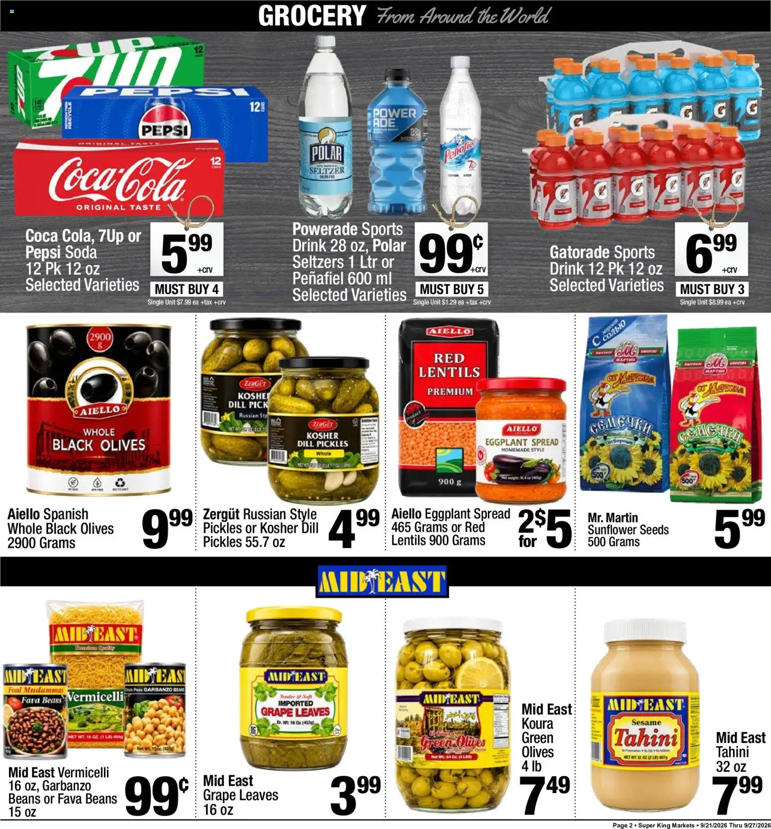 Super King Weekly Ad - valid from 09/21/2026 | Page: 2 | Products: Lentils, Sunflower seeds, Eggplant, Pepsi