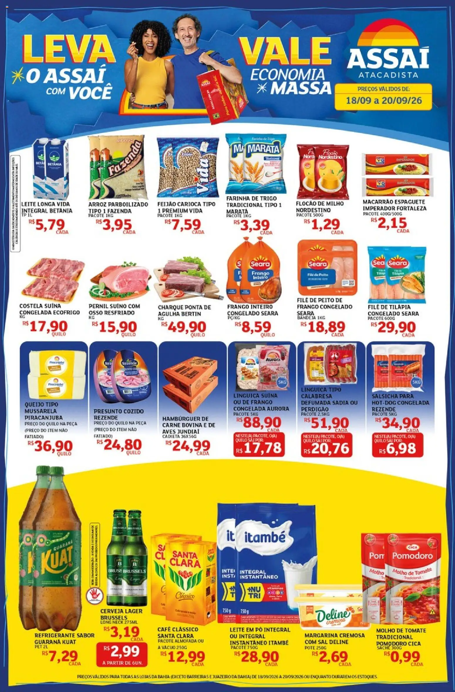 Assaí Atacadista Folheto - válido de 18/09/2026 | Página: 1 | Produtos: Farinha, Linguiça, Leite, Refrigerante