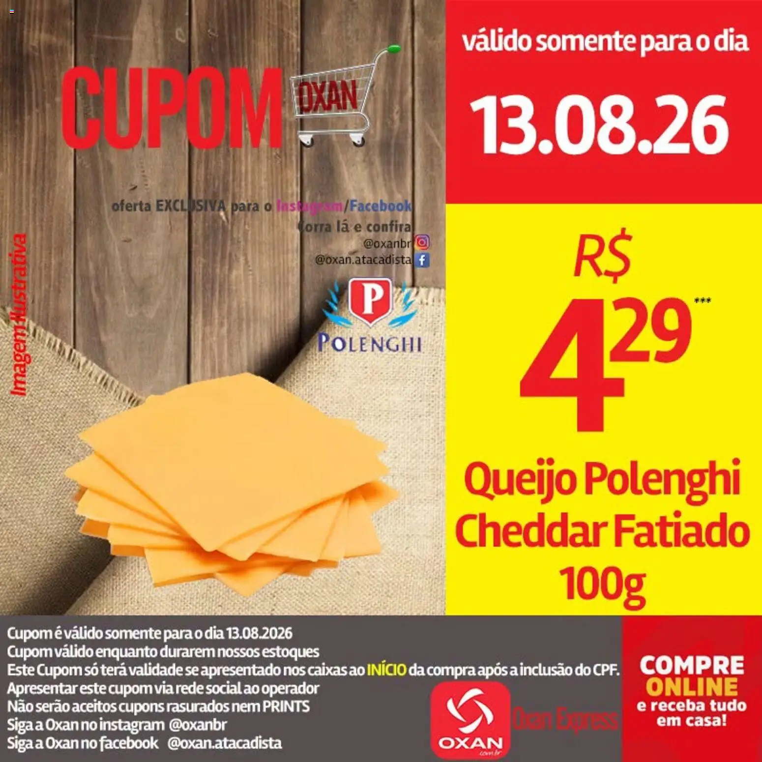 Oxan Atacadista Folheto - válido de 13/08/2026 | Página: 3 | Produtos: Queijo, Cheddar