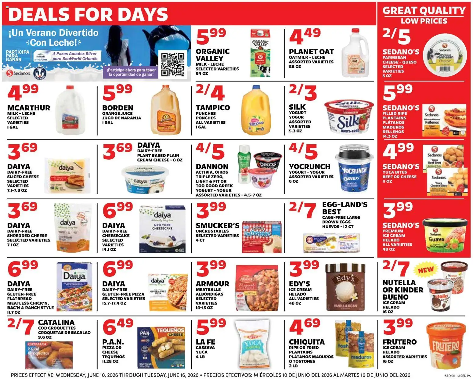Sedano's Weekly Ad - valid from 10.06.2026 | Page: 5 | Products: Milk, Cheese, Beef, 2人掛けソファ