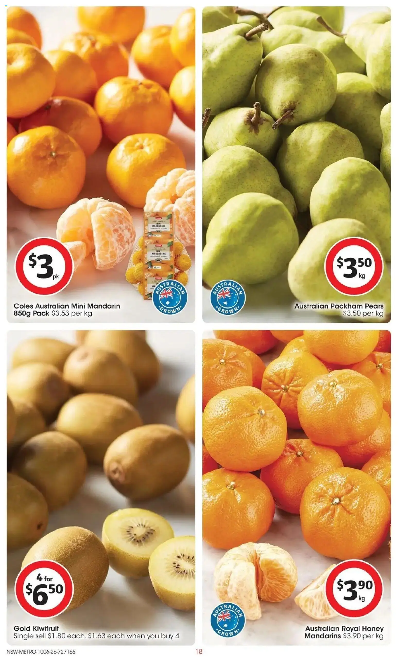 Coles catalogue - valid from 09.06.2026 | Page: 18 | Products: Honey, Kiwifruit, Mandarins