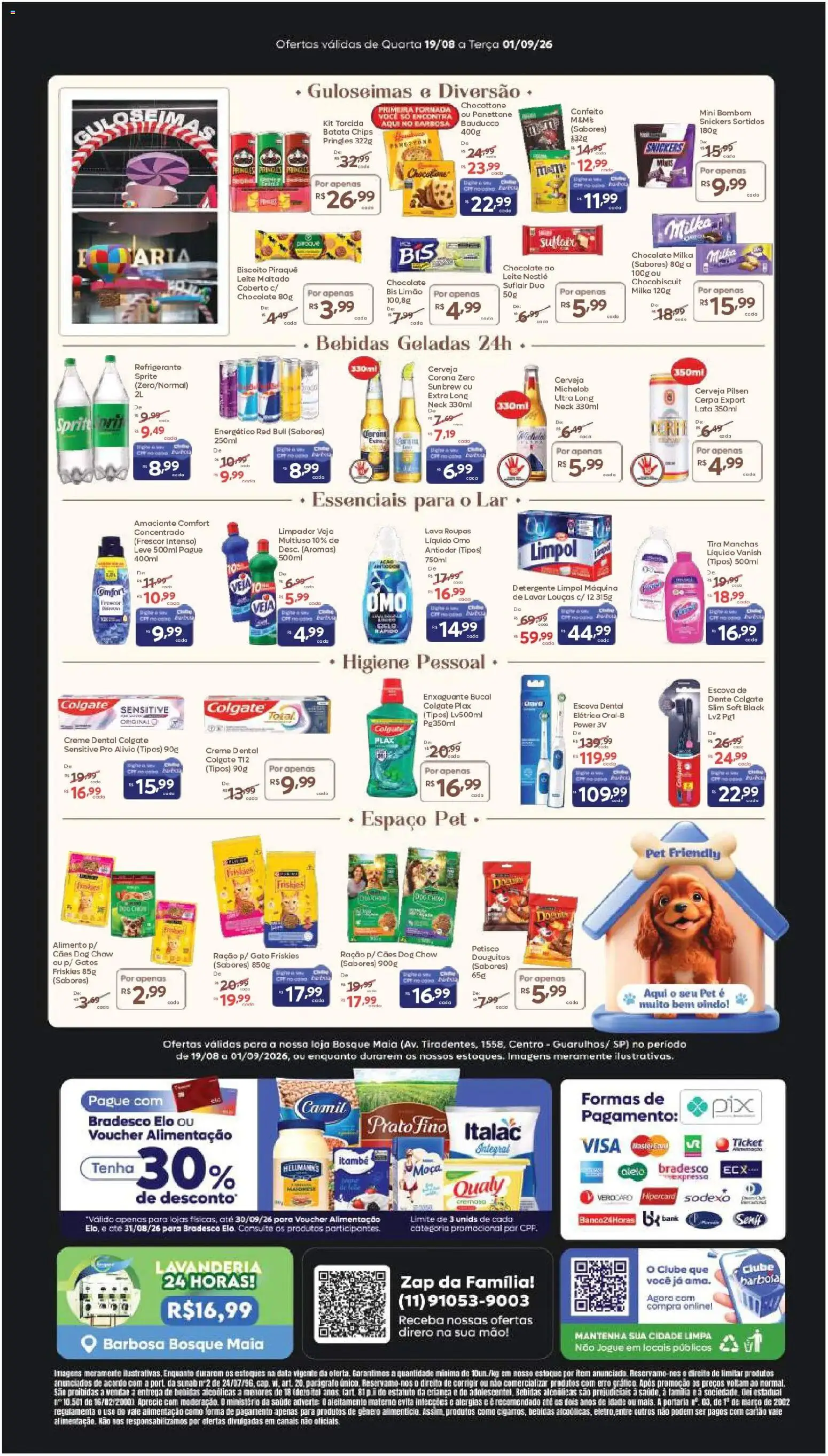 Barbosa Supermercados Folheto - válido de 19/08/2026 | Página: 4 | Produtos: Enxaguante bucal, Bebidas, Leite, Creme dental