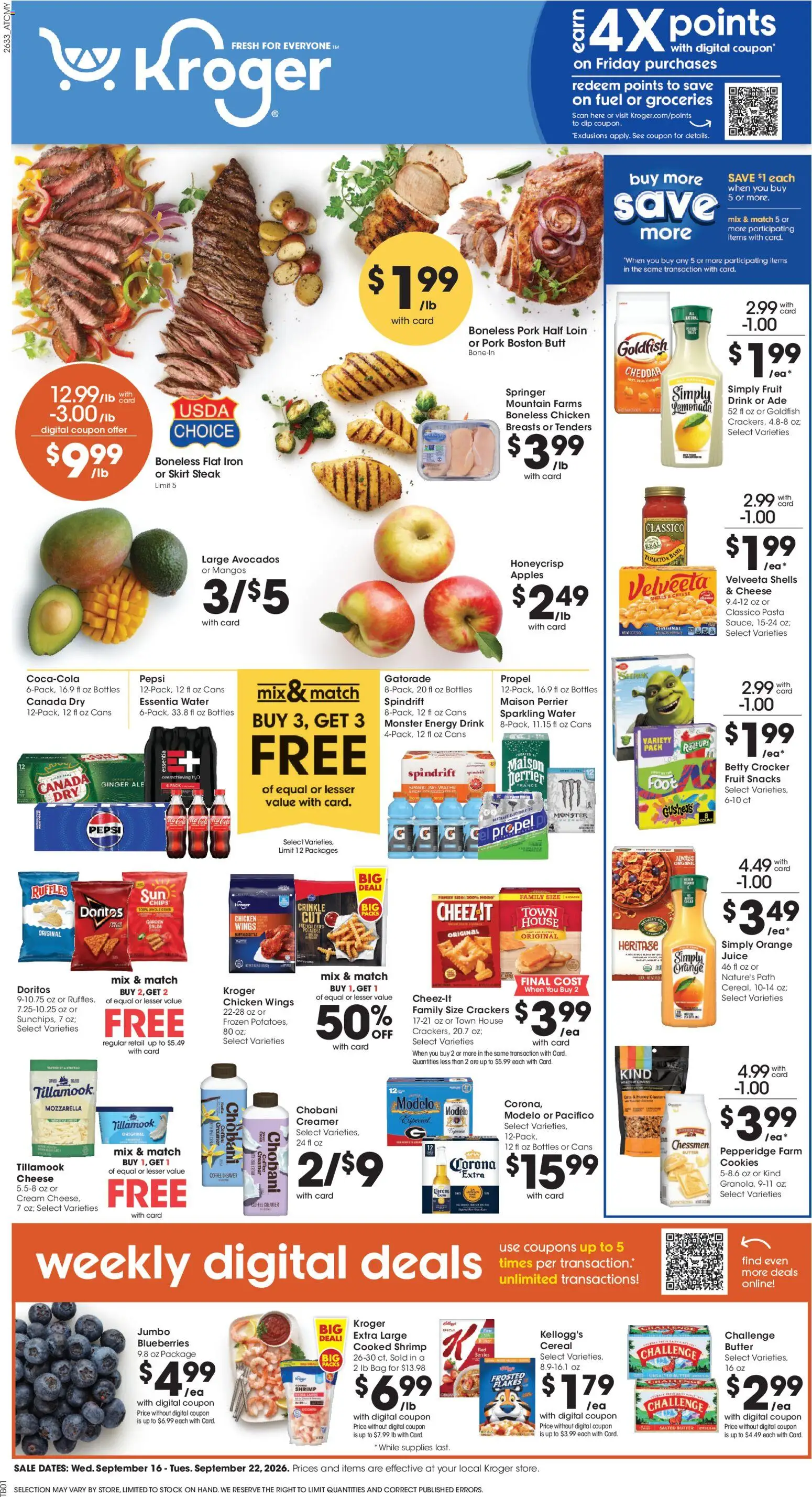 Kroger Weekly Ad - valid from 09/16/2026 | Page: 1 | Products: Berries, Juice, Snacks, Pepsi