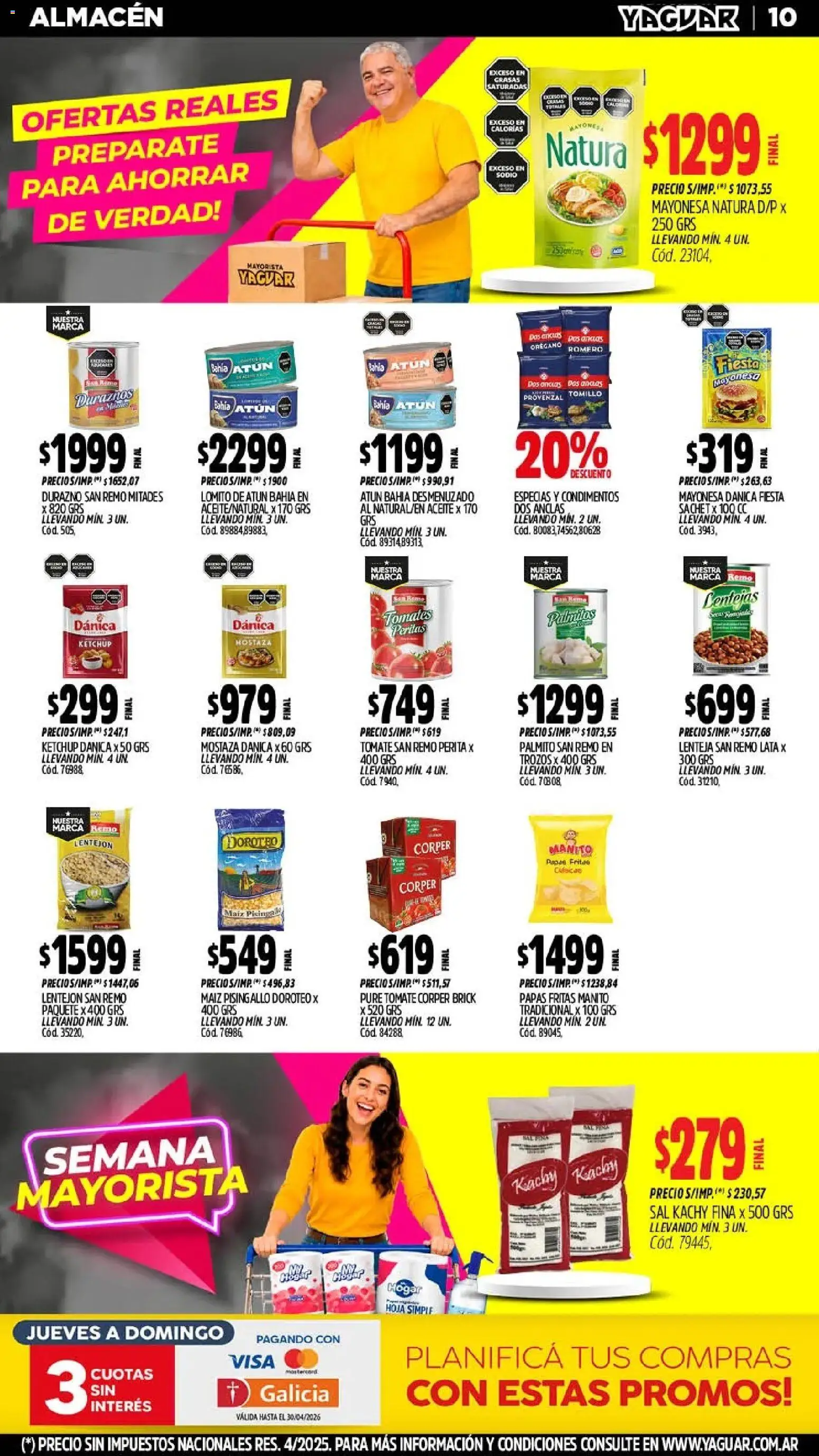 Yaguar - Oferta Semanal Salta │ válido desde el 18.05.2026 | Página: 10 | Productos: Lentejas, Mayonesa, Tomate, Orégano