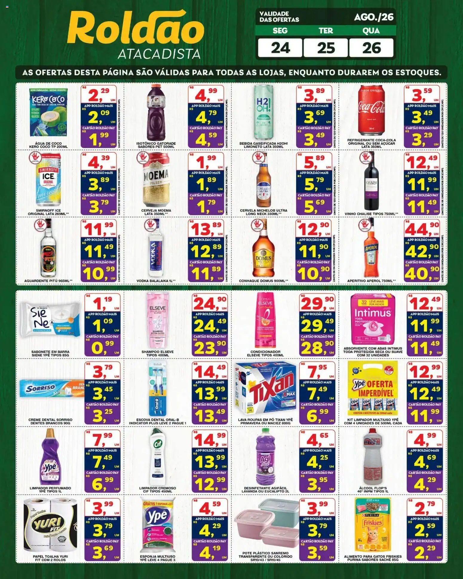 Roldão Folheto - válido de 24/08/2026 | Página: 4 | Produtos: Coco, Shampoo, Gatorade, Creme
