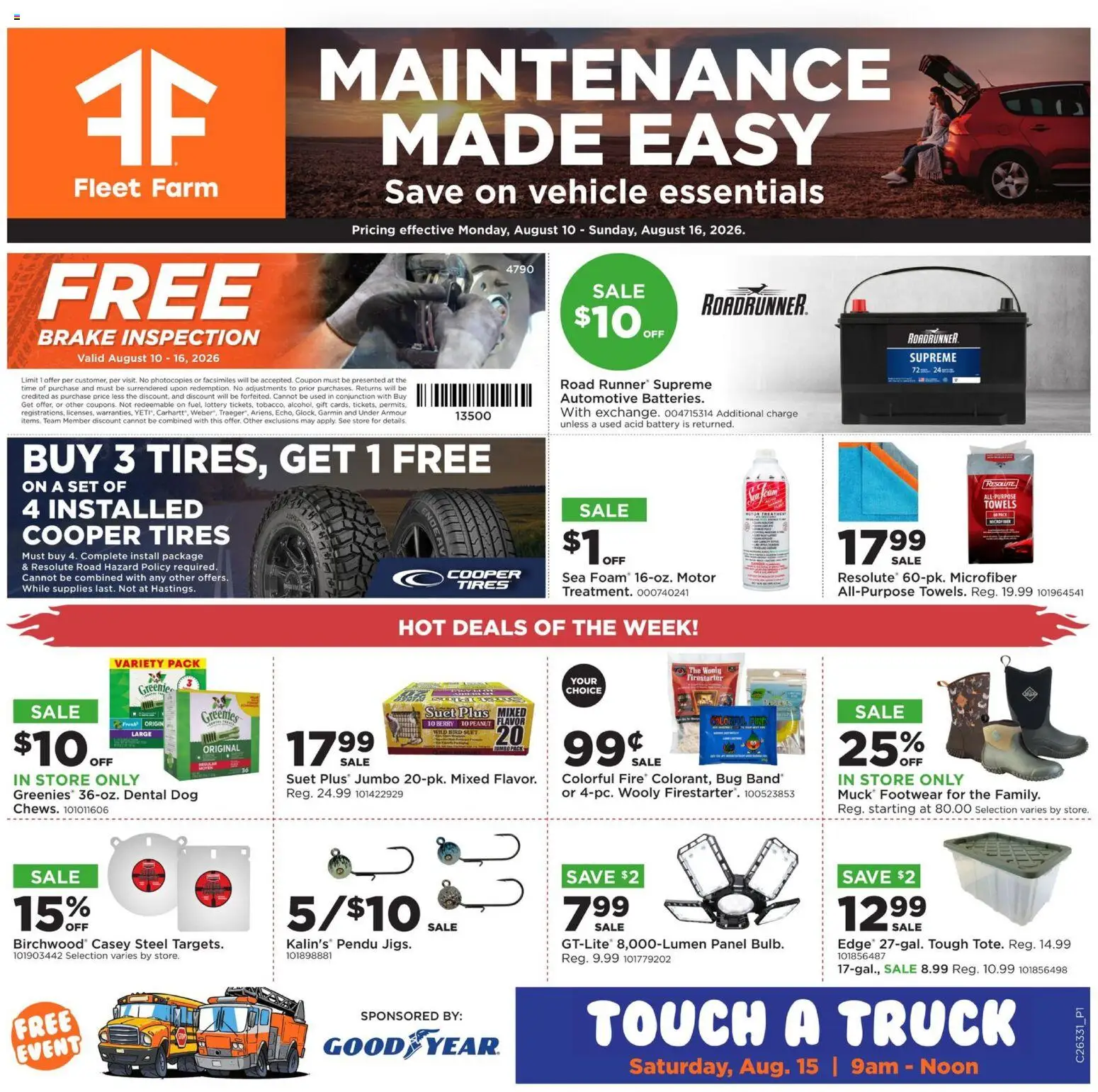 Mills Fleet Farm Weekly Ad - valid from 08/10/2026 | Page: 1 | Products: Battery