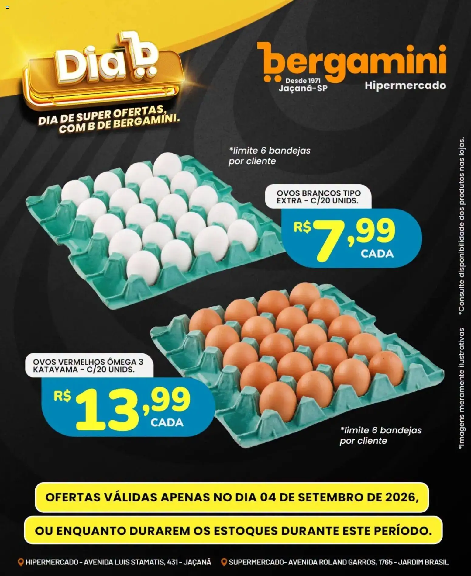 Supermercado Bergamini Folheto - válido de 04/09/2026 | Página: 3 | Produtos: Ômega 3, Ovos, Ômega