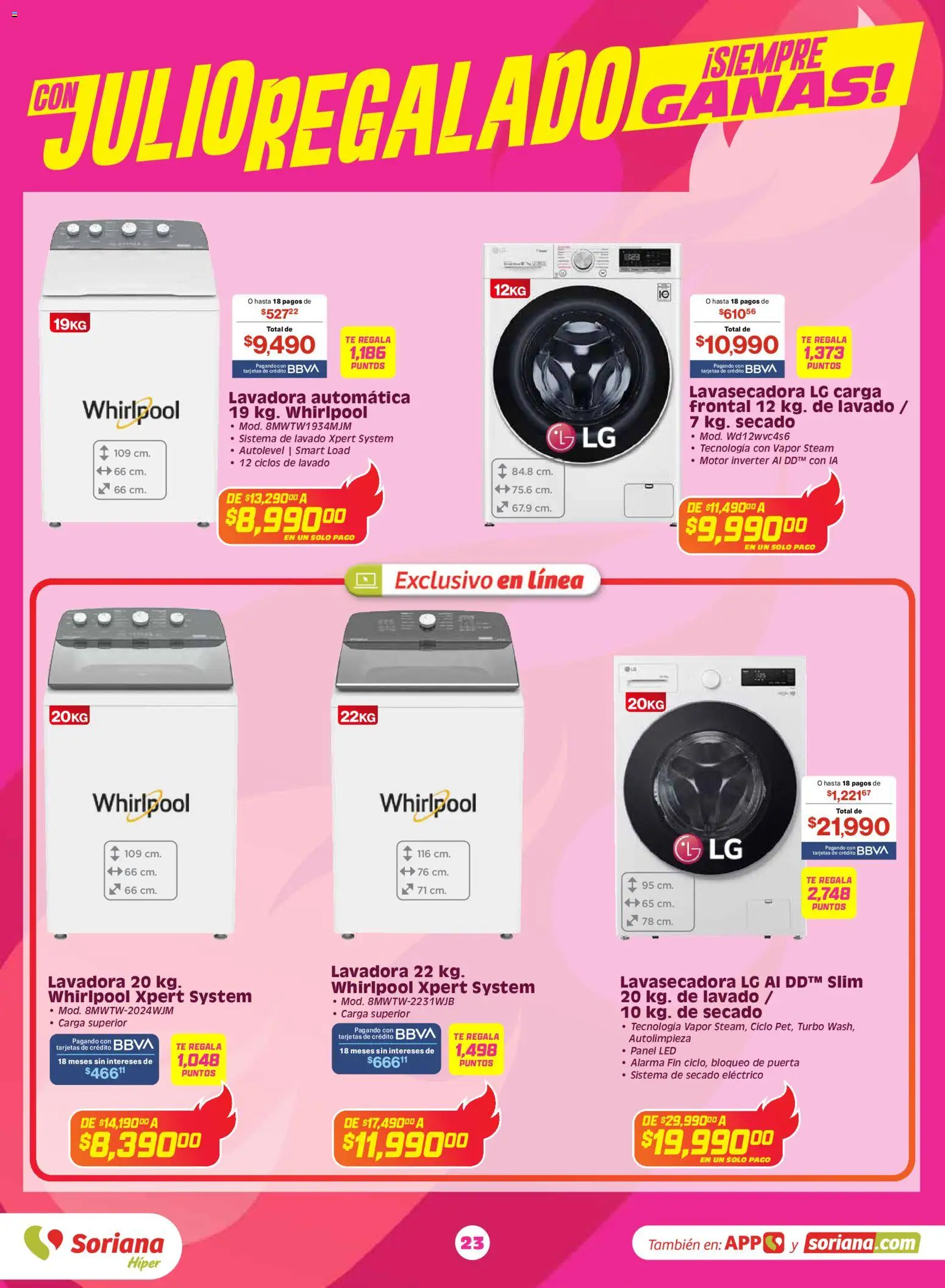 Nuevas ofertas de Soriana válidas en toda la República Mexicana desde el 03.06.2026. ¡Encuentra las mejores ofertas en Soriana Con Julio Regalado siempre ganas Híper Nacional! | Página: 22 | Productos: Alarma, Lavadora, Té