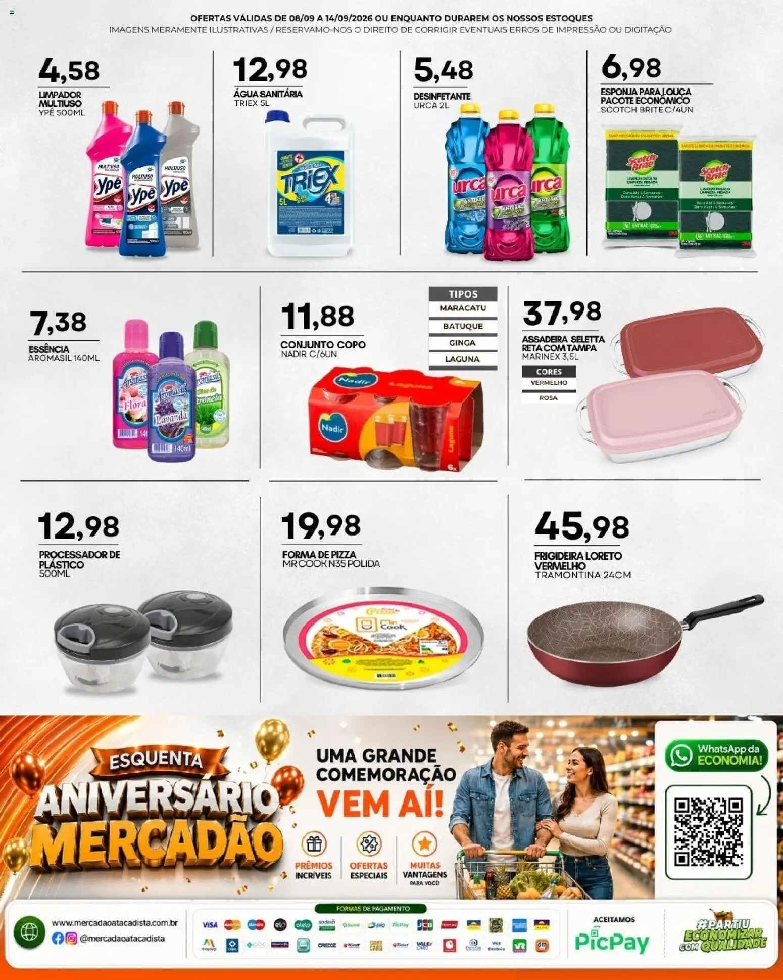 Mercadão Atacadista Folheto - válido de 08/09/2026 | Página: 12 | Produtos: Esponja, Processador, Água, Assadeira