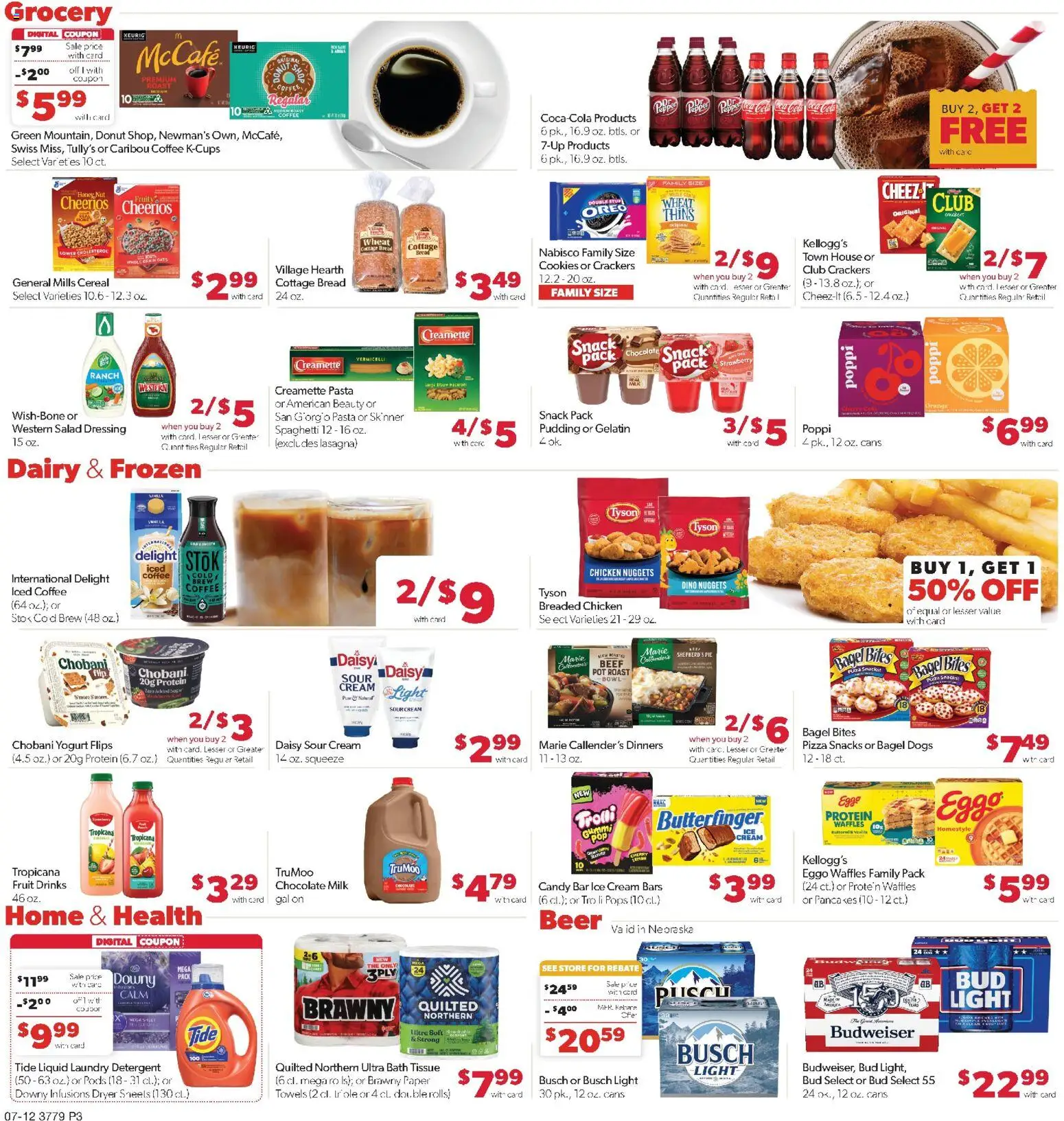 Family Fare Weekly Ad - NE - valid from 07/12/2026 | Page: 3 | Products: Coffee, Chocolate, Cookies, Salad