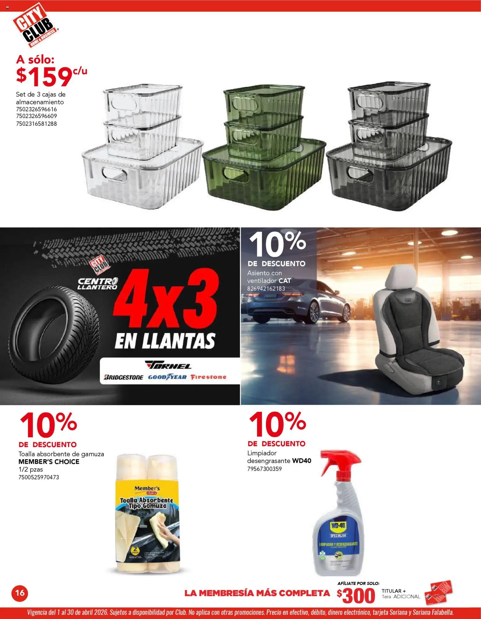 Nuevas ofertas de City Club válidas en toda la República Mexicana desde el 01.04.2026. ¡Encuentra las mejores ofertas en City Club catálogo! | Página: 16 | Productos: Ventilador, Gamuza, Desengrasante, Toalla