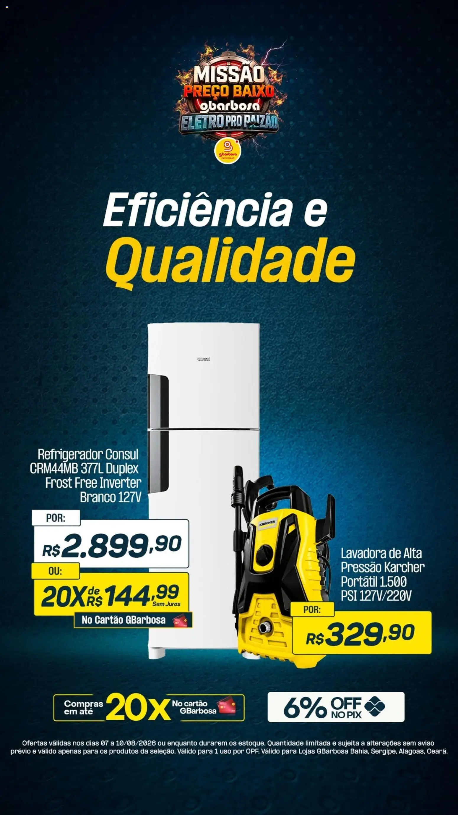 Gbarbosa Folheto - válido de 07/08/2026 | Página: 3 | Produtos: Refrigerador, Baixo, Lavadora de alta pressão
