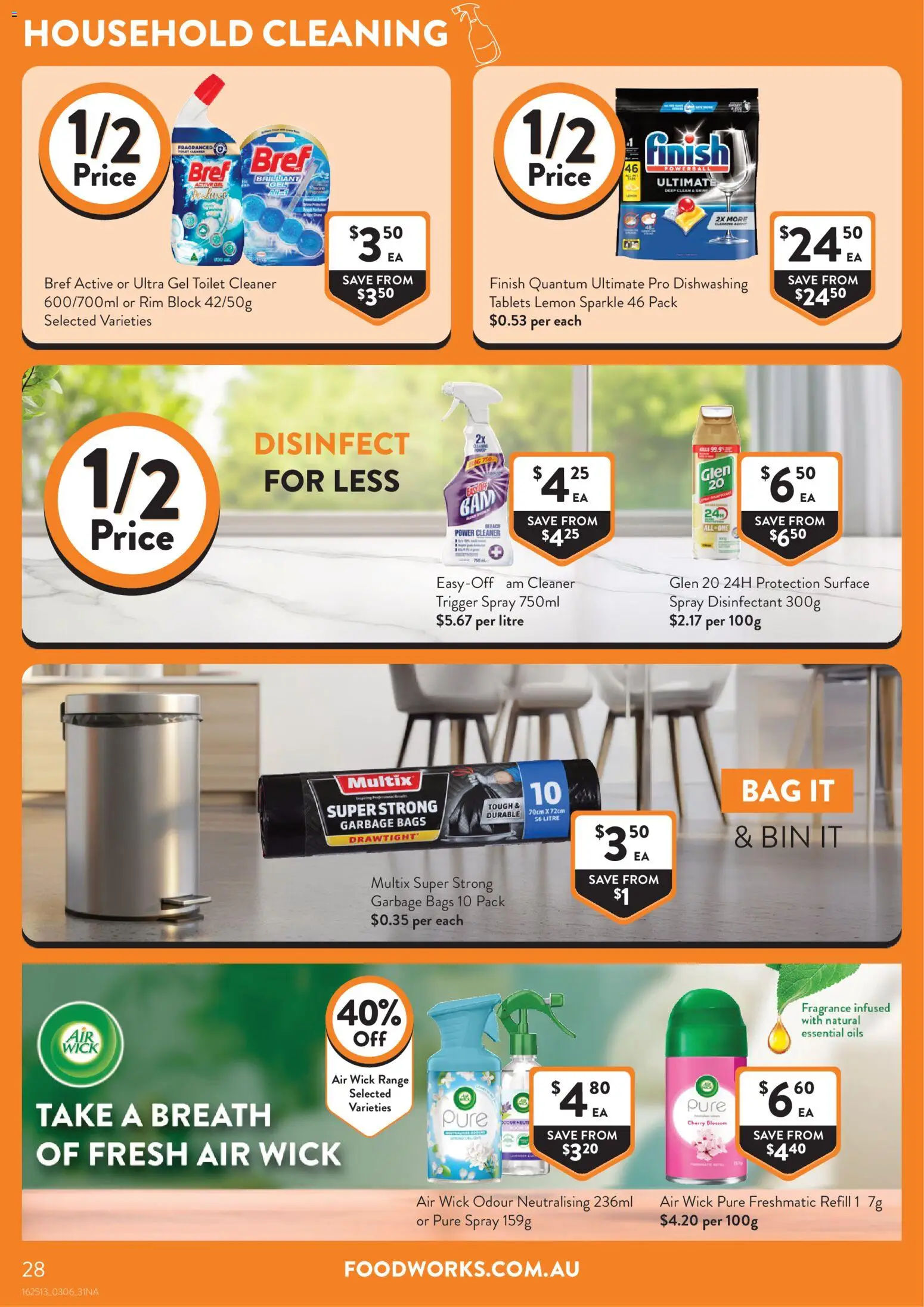 Foodworks catalogue - valid from 03.06.2026 | Page: 28 | Products: Fragrance, Cleaner, Bag, Tablets