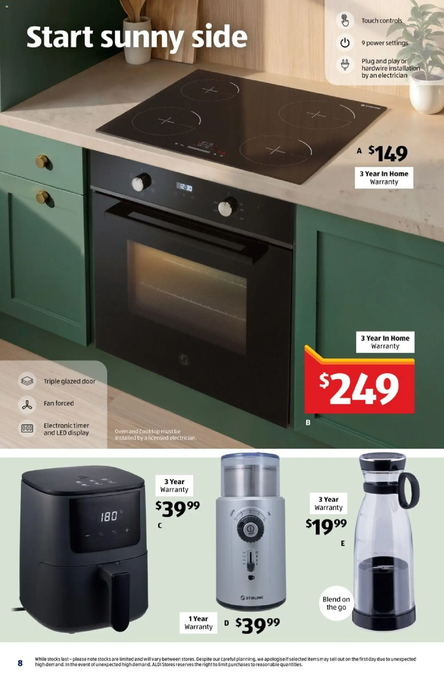 Aldi catalogue - valid from 23/08/2026 | Page: 8 | Products: Coffee grinder, Oven, Cooktop, Fan