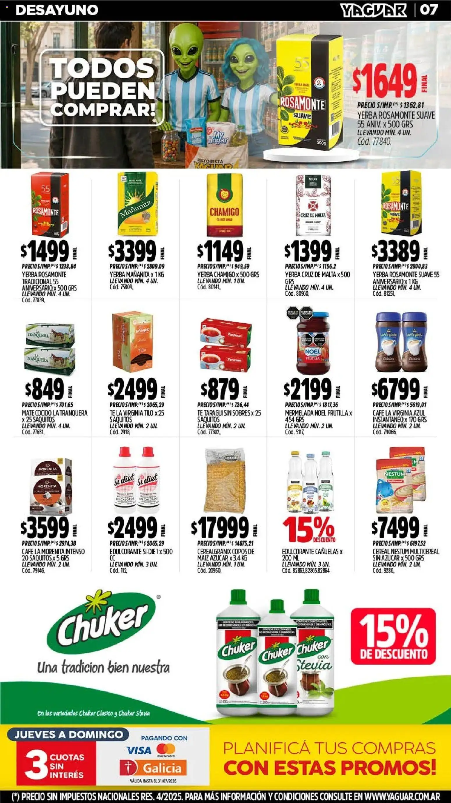 Yaguar - Oferta Semanal Mar del Plata │ válido desde el 06/07/2026 | Página: 8 | Productos: Azucar, Yerba, Maiz, Mate cocido
