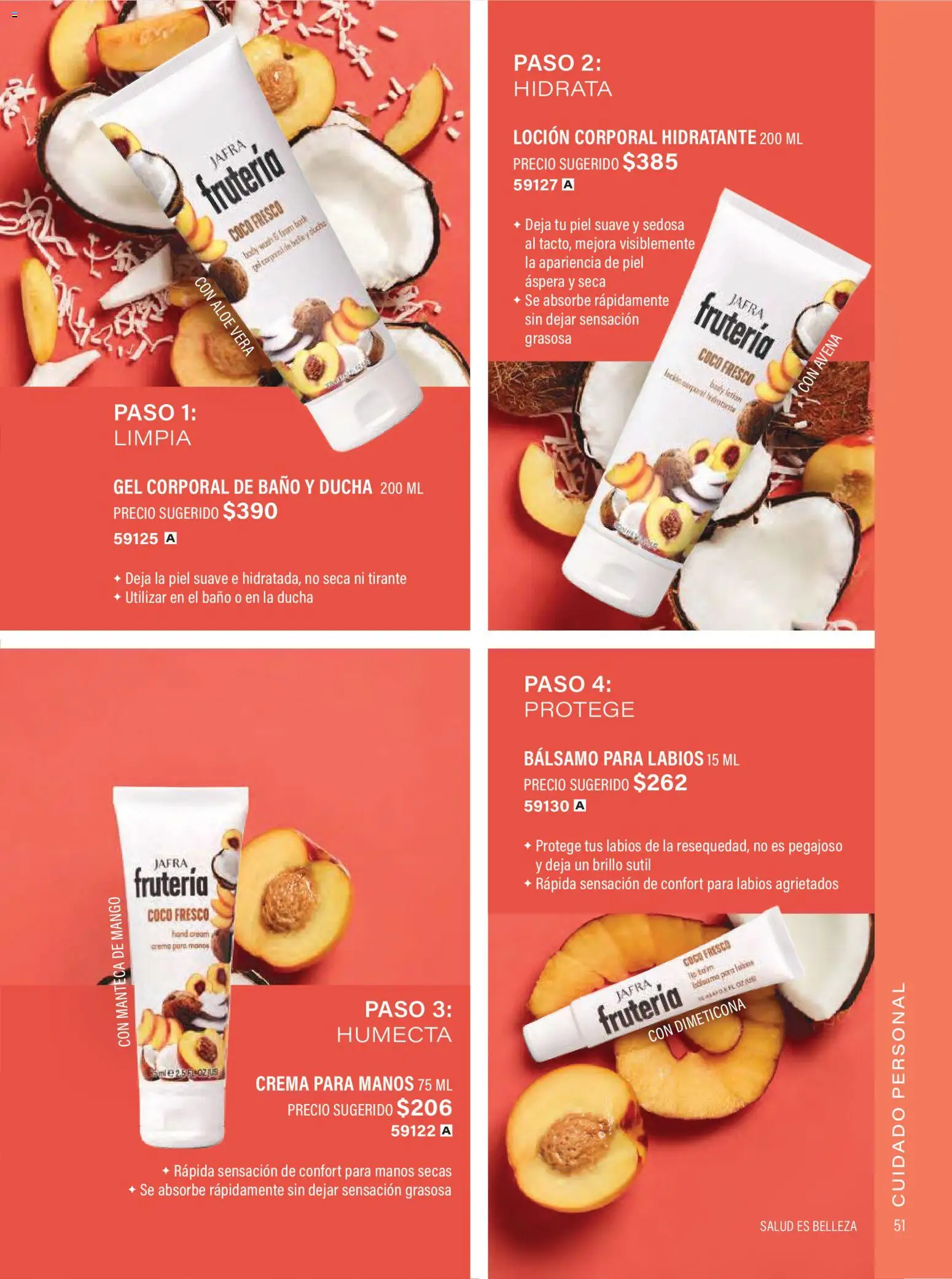 Nuevas ofertas de JAFRA válidas en toda la República Mexicana desde el 01.02.2026. ¡Encuentra las mejores ofertas en JAFRA catálogo Organizador de Ventas! | Página: 51 | Productos: Gel corporal, Crema, Bálsamo, Baño