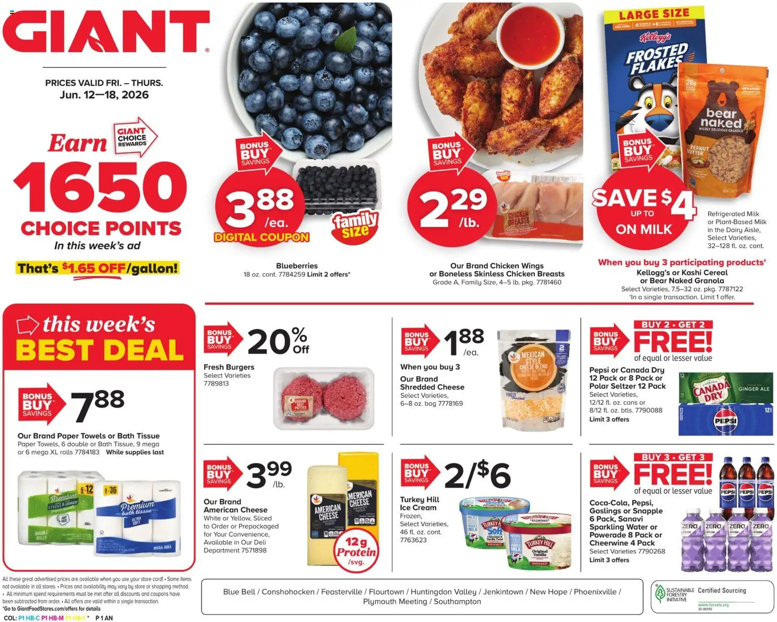 Giant Weekly Ad - valid from 12.06.2026 | Page: 1 | Products: Bath, Cheese, Ice cream, Blueberries