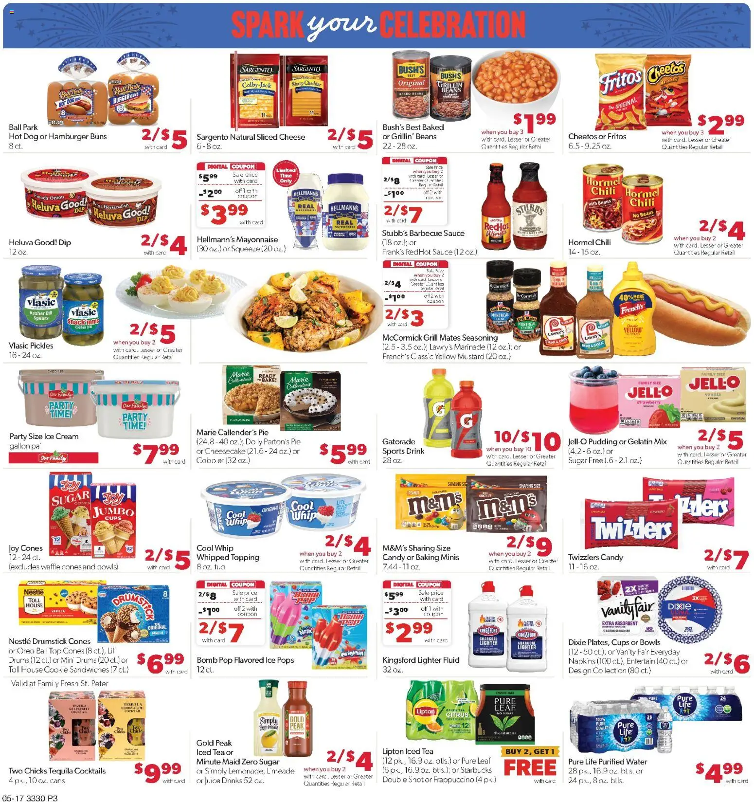 Family Fare Weekly Ad - MN - valid from 17.05.2026 | Page: 3 | Products: Cream, Ice cream, Cheesecake, Grill