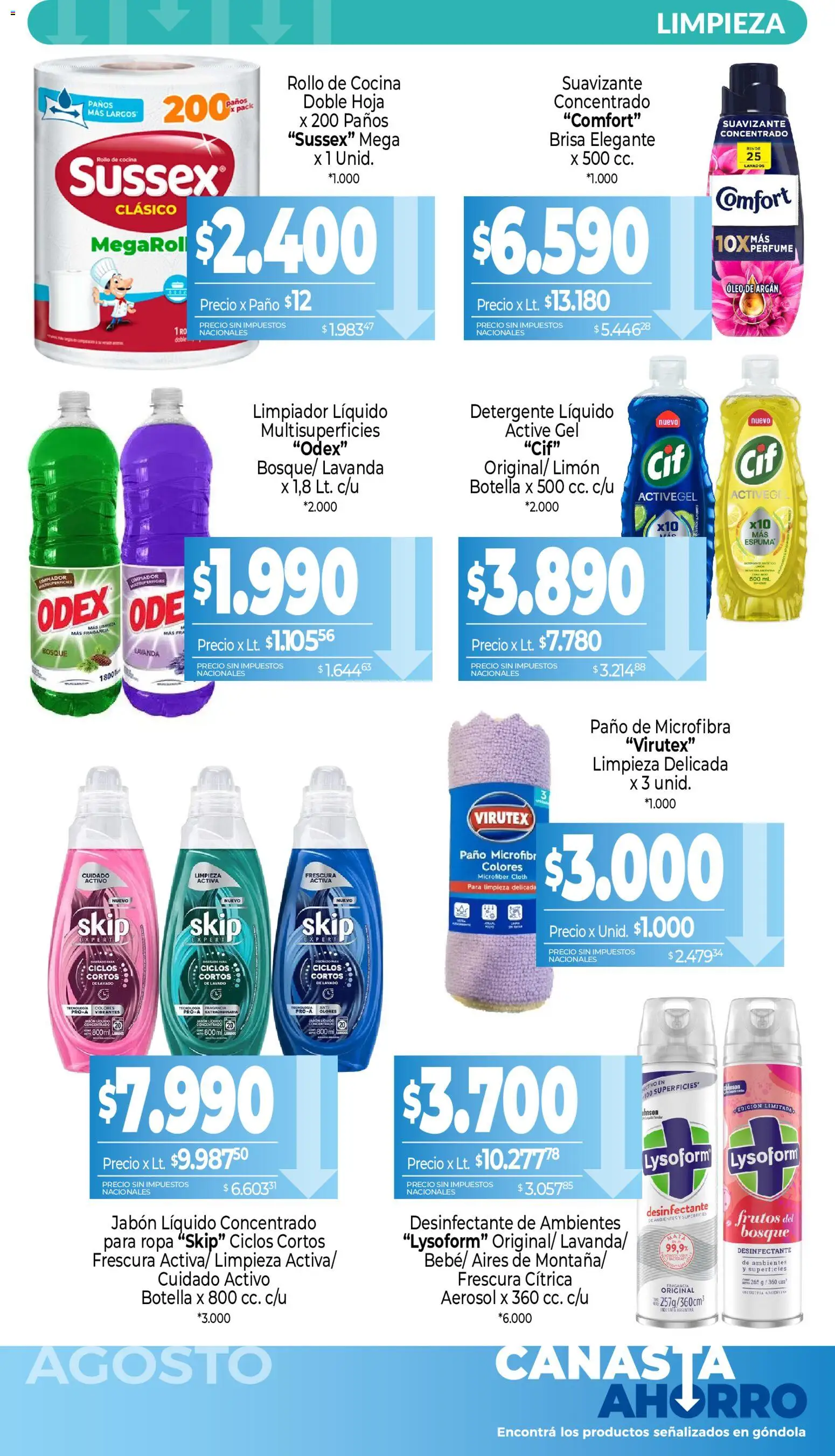 La Anonima Canasta Ahorro │ válido desde el 01/08/2026 | Página: 11 | Productos: Botella, Jabón líquido, Detergente, Ropa