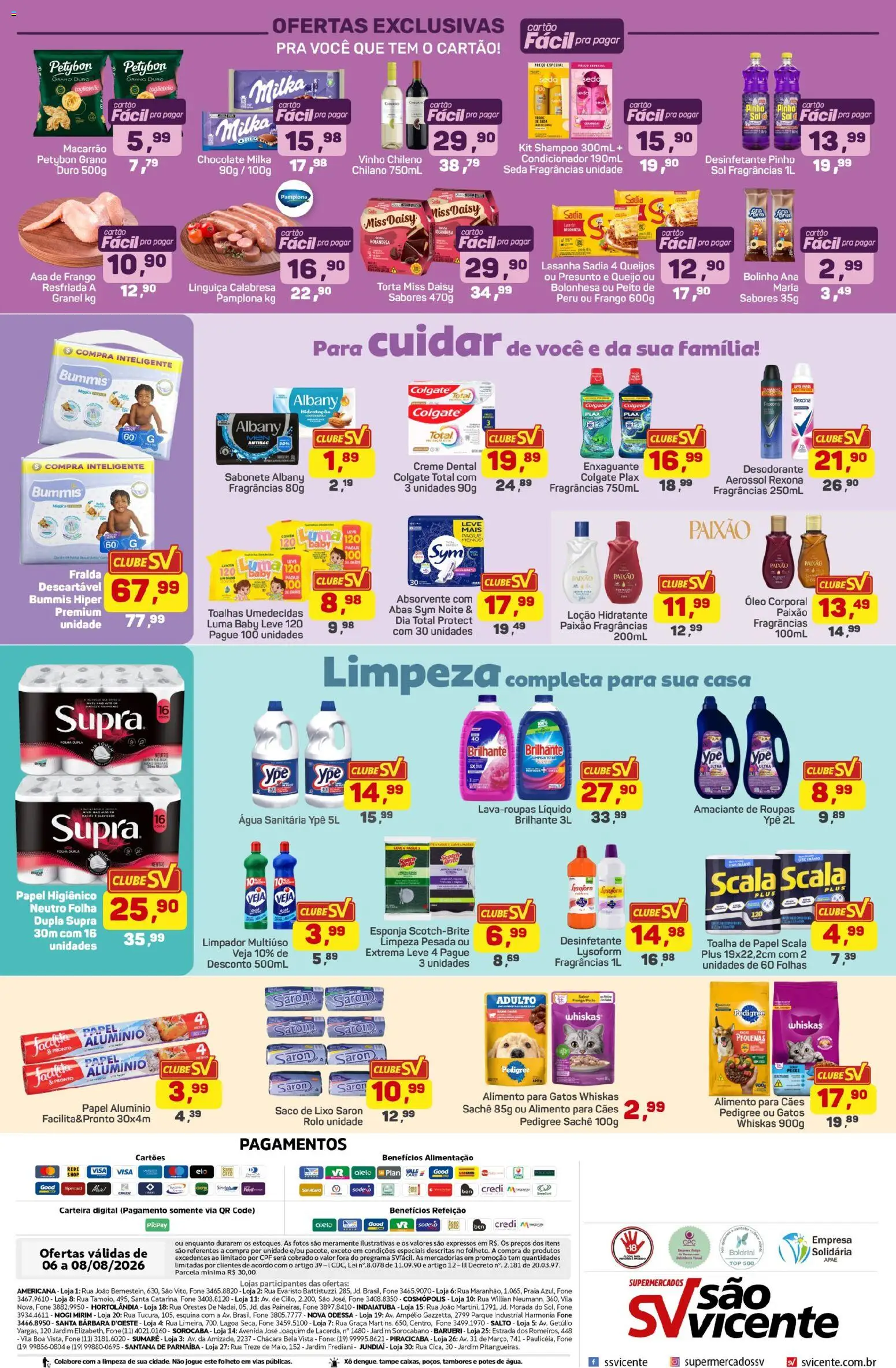 Supermercados São Vicente Folheto - válido de 06/08/2026 | Página: 4 | Produtos: Creme dental colgate total, Esponja, Queijo, Peru