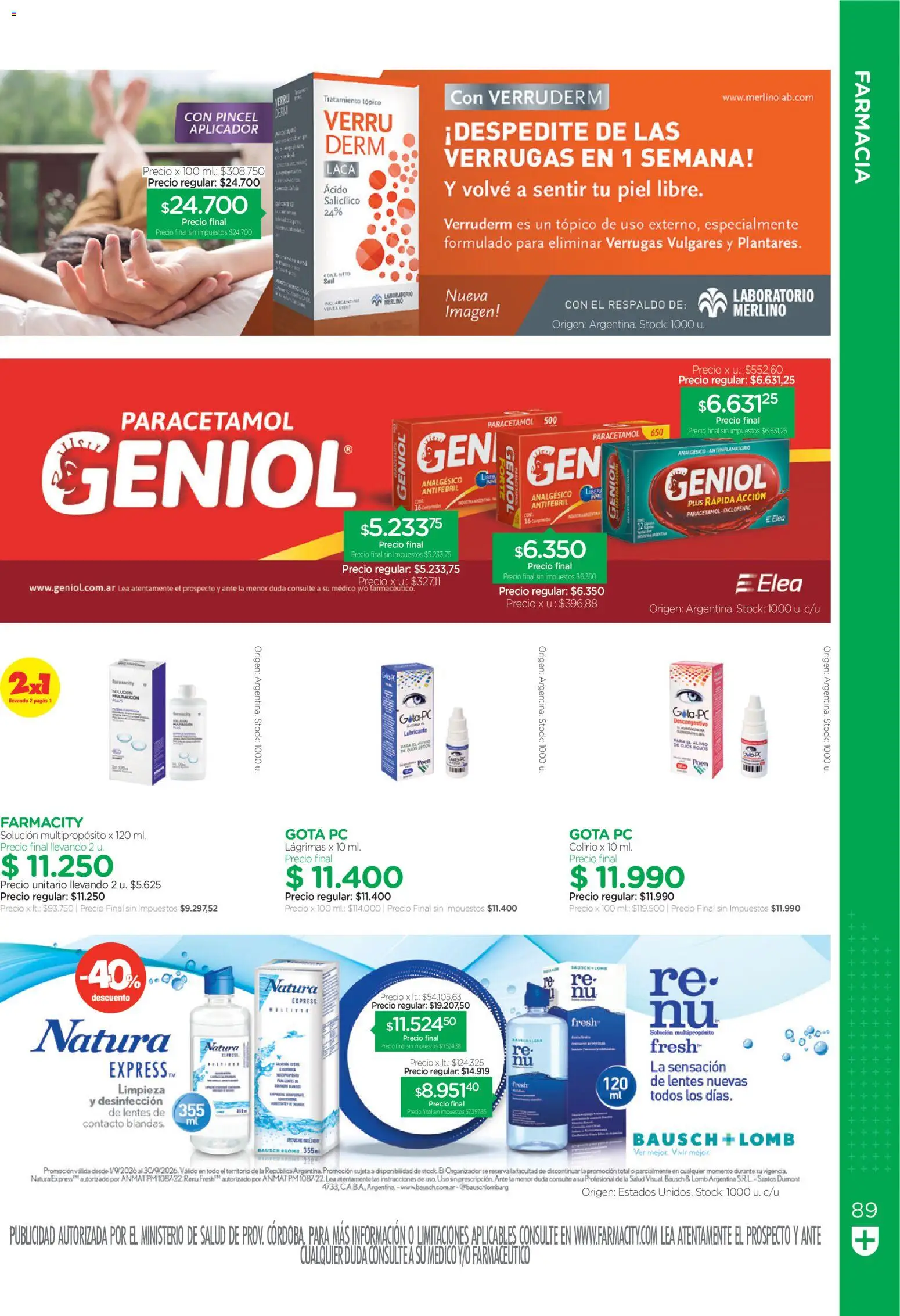 Farmacity catálogo │ válido desde el 01/09/2026 | Página: 89 | Productos: Organizador, Lubricante, Analgésico, Antiinflamatorio