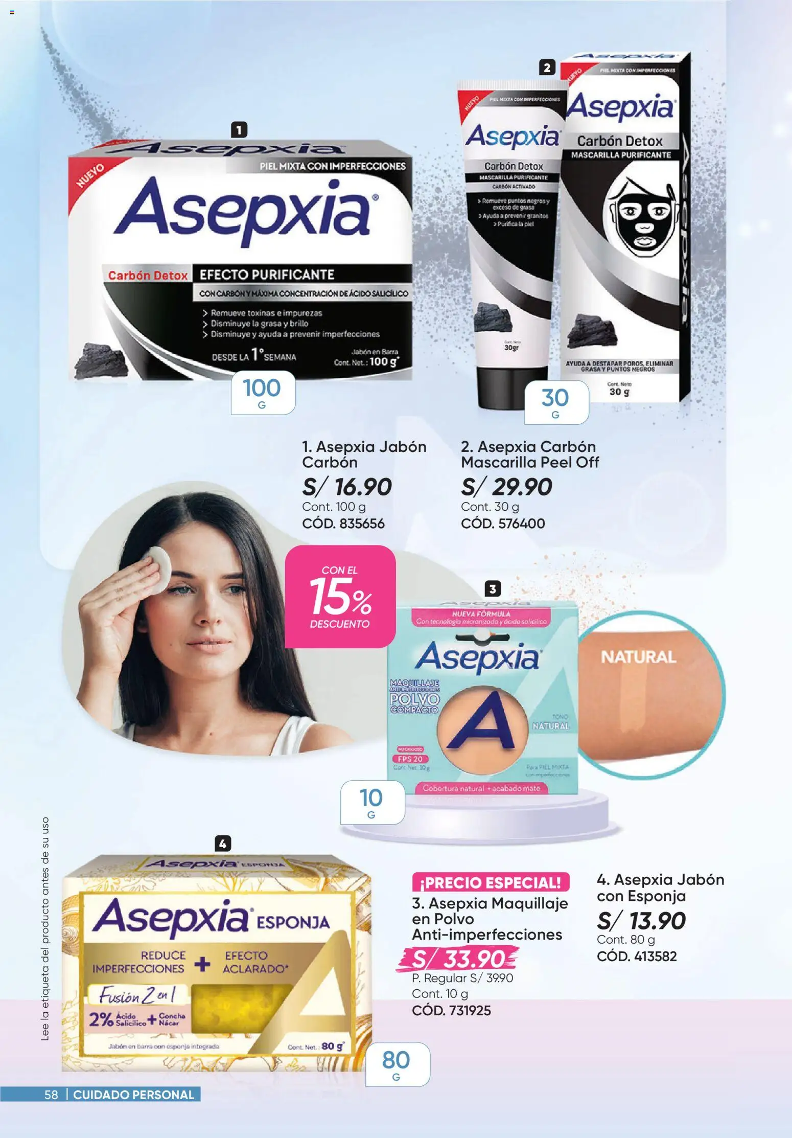 Catálogo Azzorti válido desde 27/07/2026 | Página: 58 | Productos: Esponja, Jabón, Maquillaje, Polvo