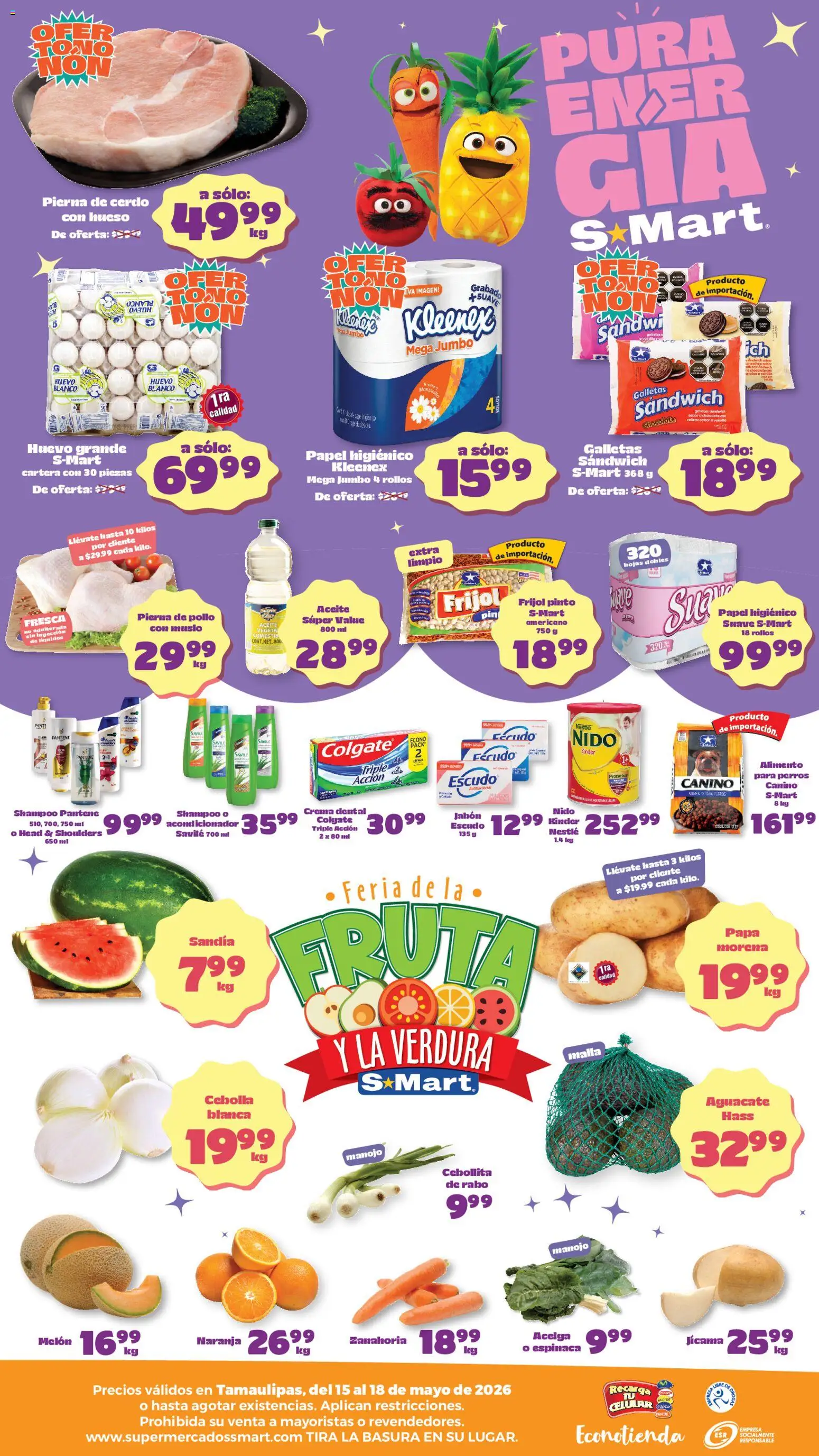 Nuevas ofertas de S-Mart válidas en toda la República Mexicana desde el 15.05.2026. ¡Encuentra las mejores ofertas en S-Mart folleto Nuevo Laredo! | Página: 2 | Productos: Sandía, Crema, Aguacate, Chocolate
