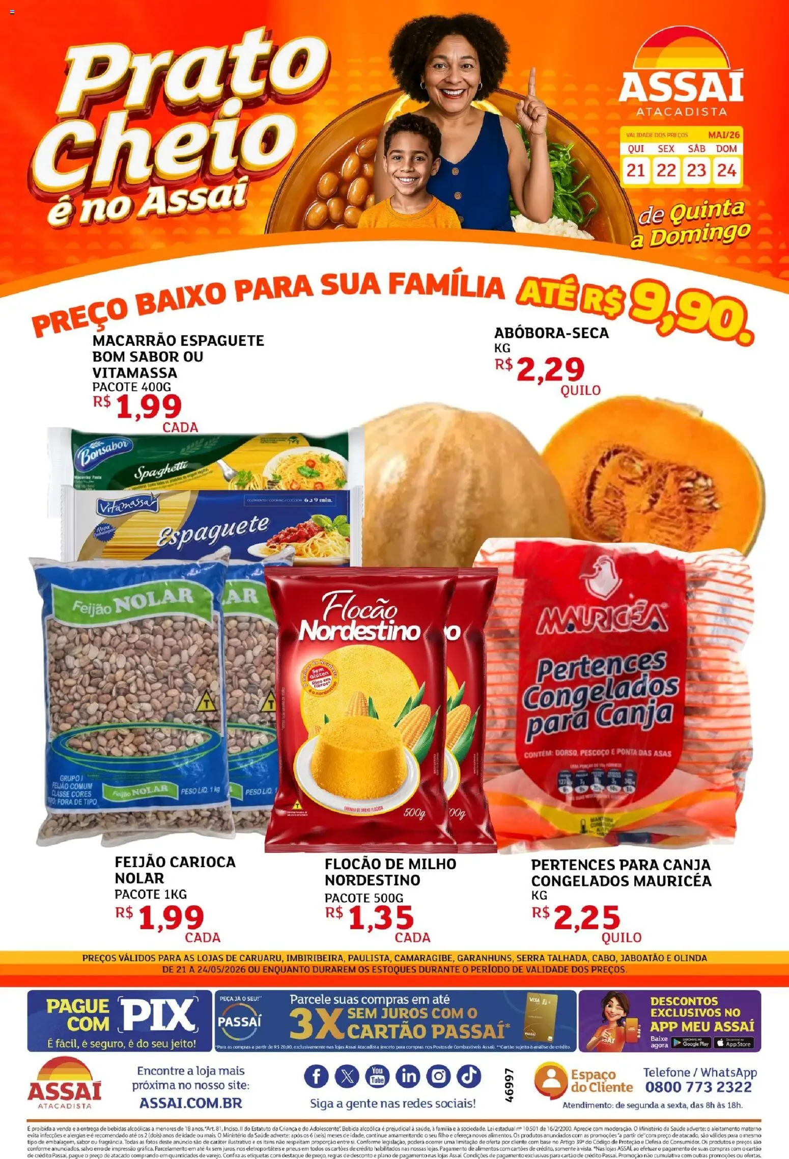 Assaí Atacadista Folheto - válido de 22.05.2026 | Página: 1 | Produtos: Feijão, Pneus, Macarrão, Pá