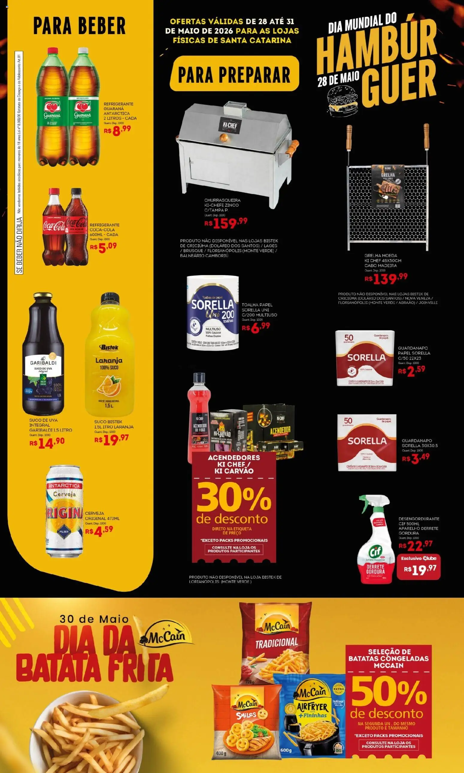 Bistek Supermercados Folheto - válido de 28.05.2026 | Página: 3 | Produtos: Maiô, Cerveja, Cabo, Churrasqueira
