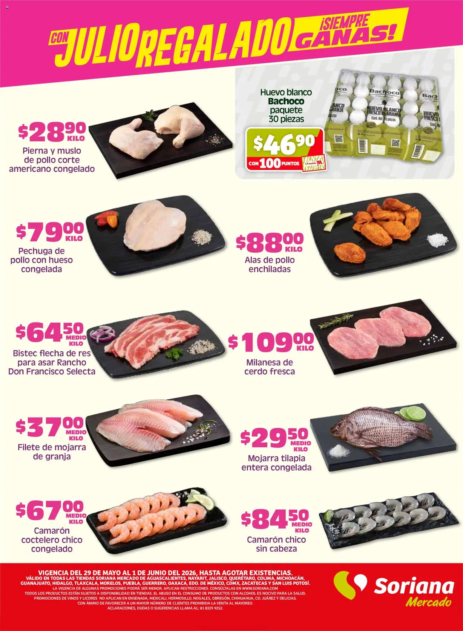Nuevas ofertas de Soriana válidas en toda la República Mexicana desde el 29.05.2026. ¡Encuentra las mejores ofertas en Soriana Fin de Semana Mercado: Ags, Nay, Jal, Qro, Col, Mich, Gto, Hgo, Tlax, Mor, Pue, Gro, Oax, Edo. de Mex, CDMX, Zac y SLP! | Página: 2 | Productos: Pollo, Milanesa, Huevo, Cerdo