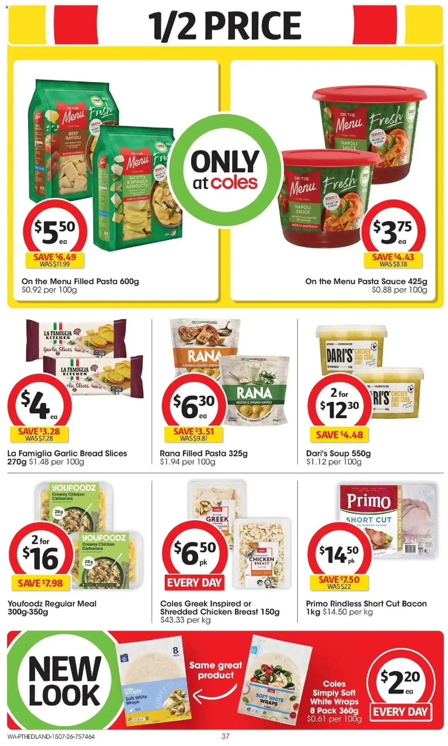 Coles catalogue - valid from 15/07/2026 | Page: 37 | Products: Chicken, Spinach, Sauce, Garlic
