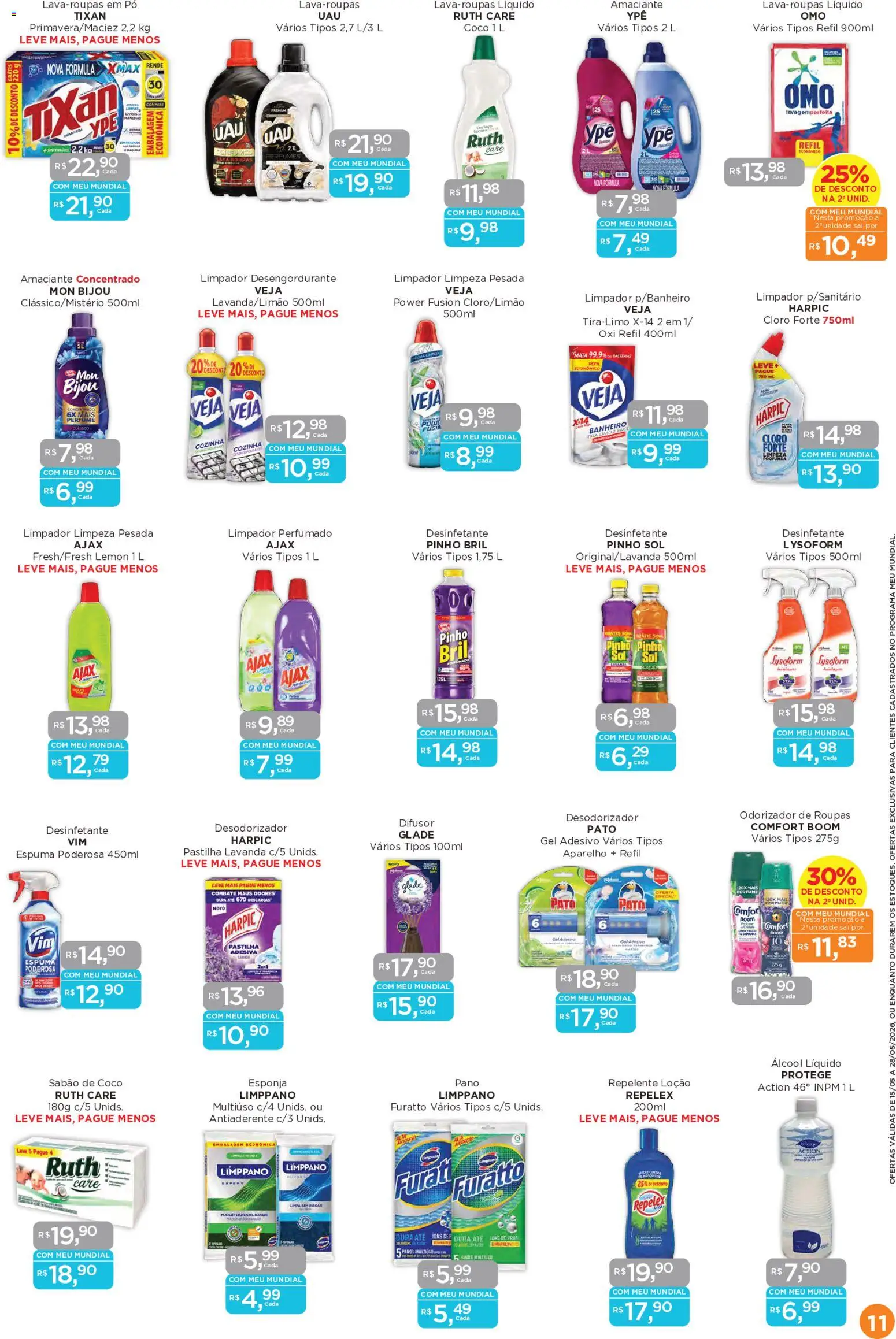 Mundial Folheto - válido de 15.05.2026 | Página: 11 | Produtos: Coco, Esponja, Desengordurante, Desinfetante