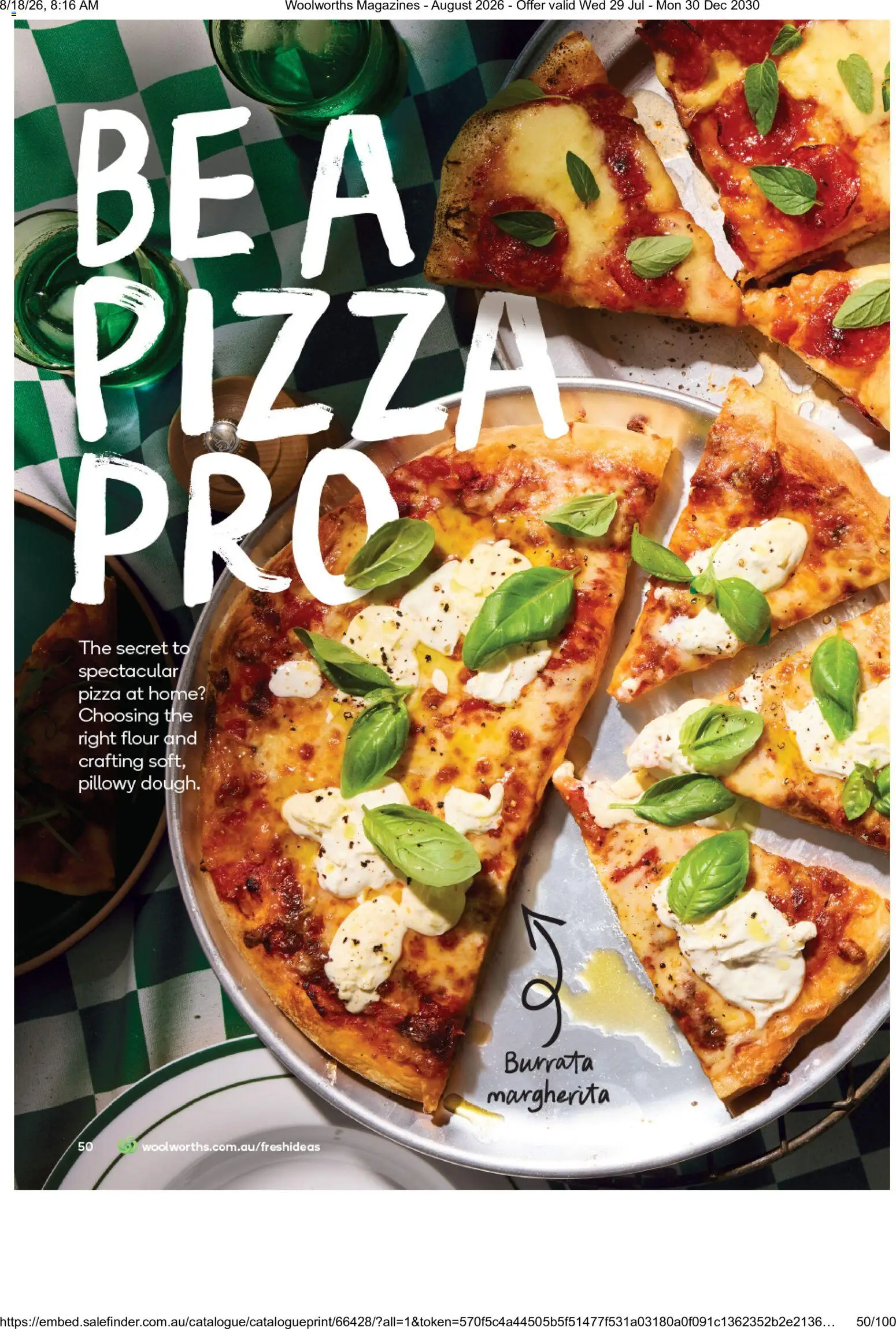Woolworths catalogue - valid from 01/08/2026 | Page: 50 | Products: Flour, Burrata, Pizza