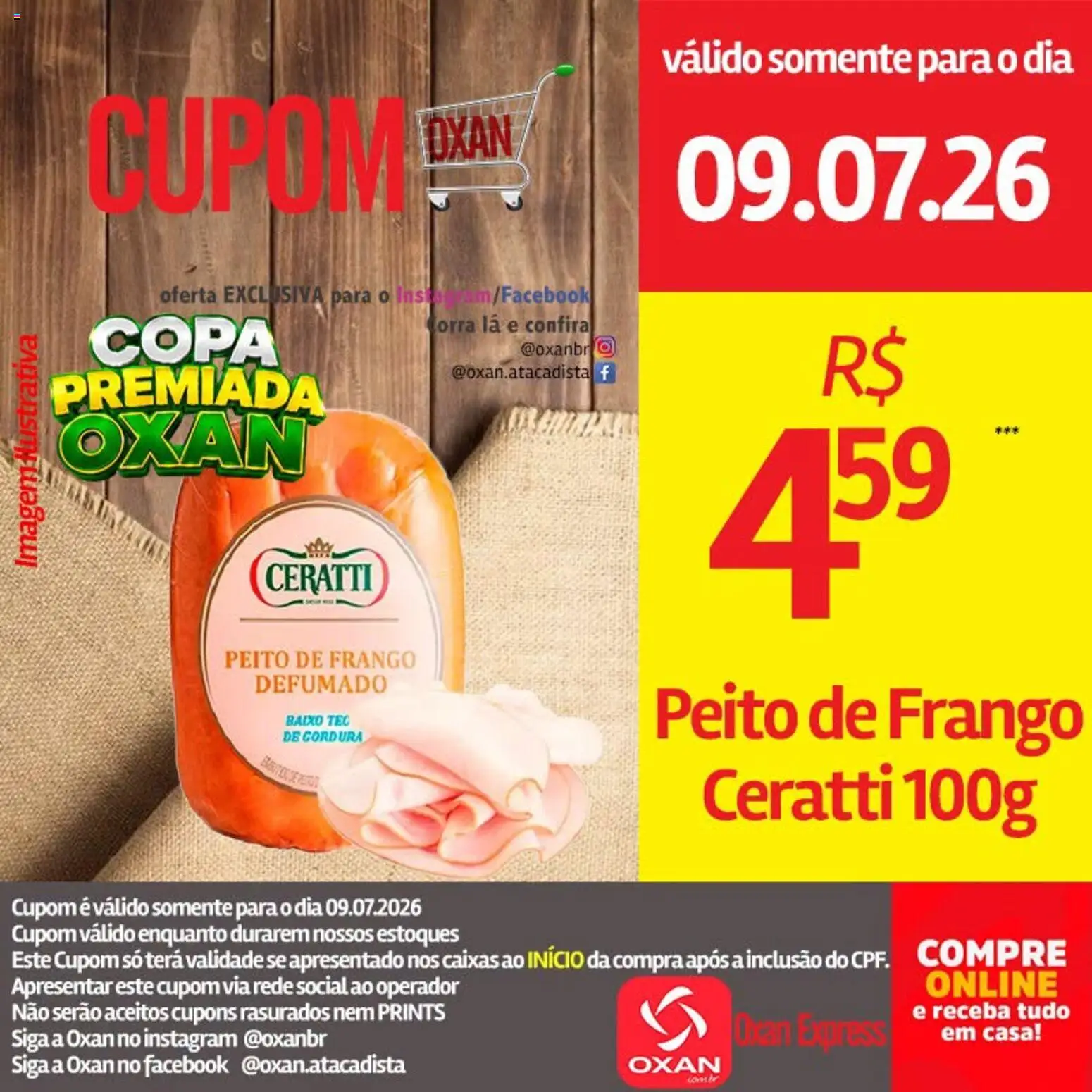 Oxan Atacadista Folheto - válido de 09/07/2026 | Página: 1 | Produtos: Copa, Baixo, Frango, Peito de frango