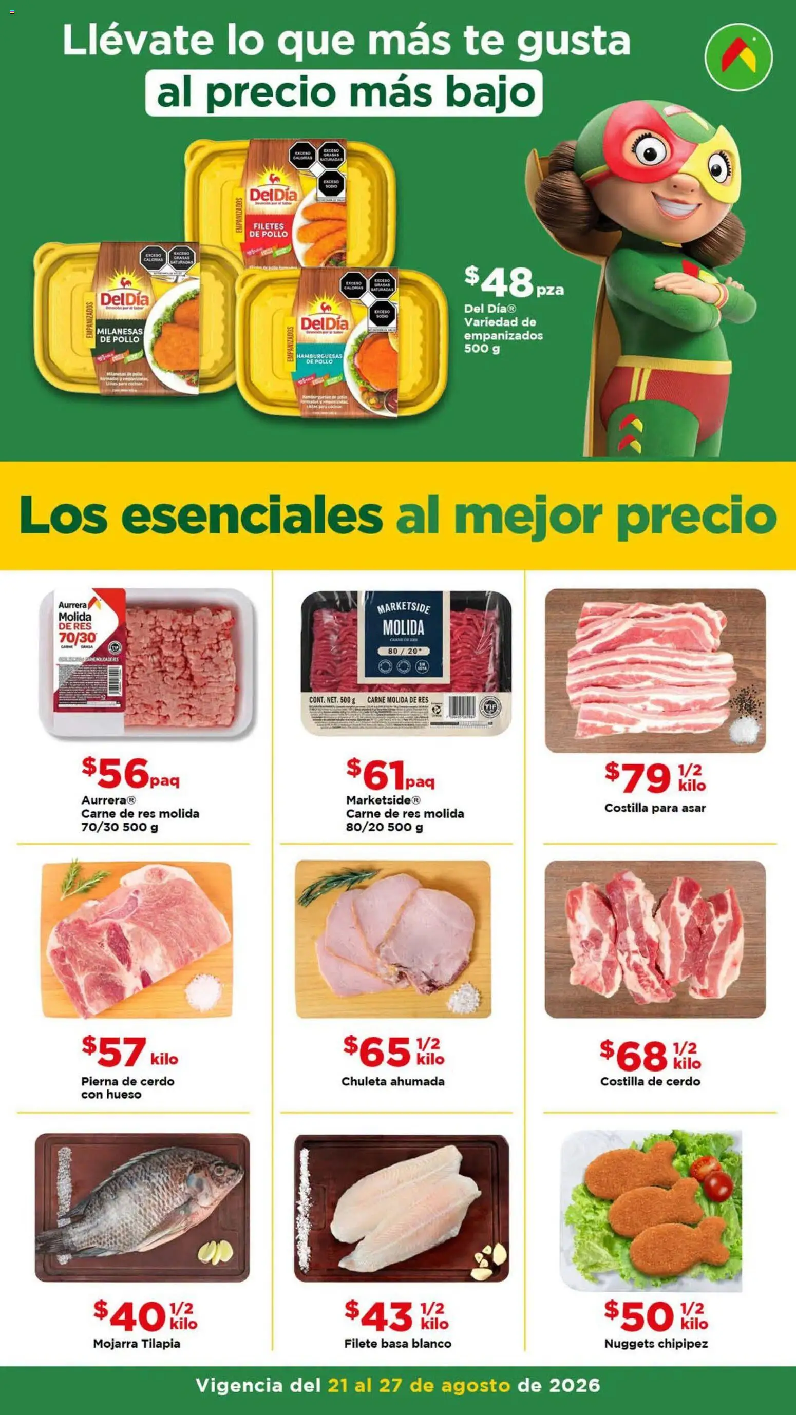 Nuevas ofertas de Bodega Aurrerá válidas en toda la República Mexicana desde el 21/08/2026. ¡Encuentra las mejores ofertas en Bodega Aurrerá folleto Aprovecha más surtido! | Página: 2 | Productos: Milanesas, Res, Pierna de cerdo, Tilapia