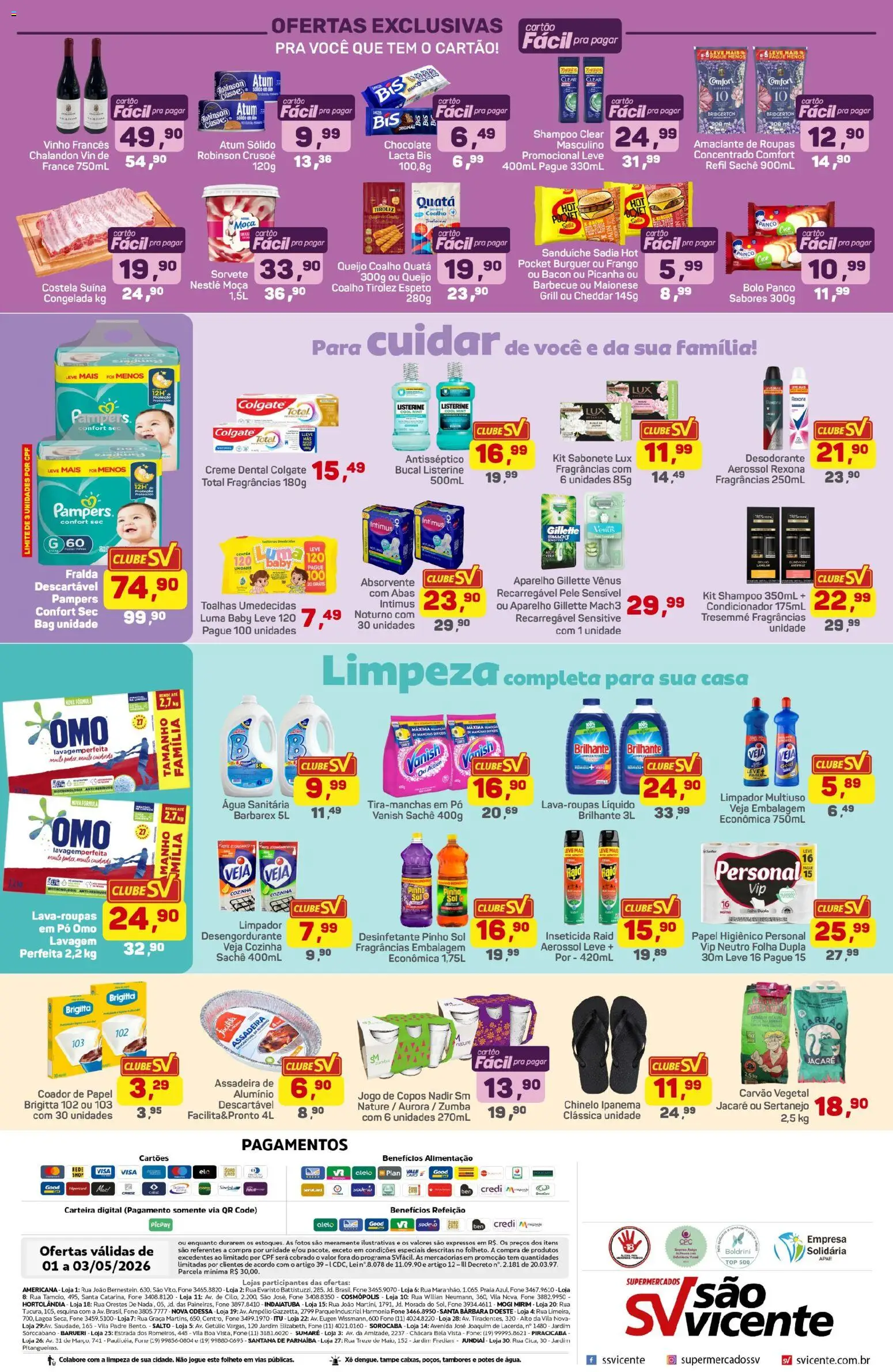 Supermercados São Vicente Folheto - válido de 01.05.2026 | Página: 4 | Produtos: Roupas, Frango, Amaciante, Desinfetante
