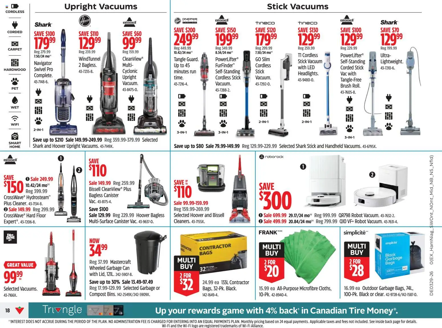 Canadian Tire flyer valid from Jul 16, 2026 | Page: 18 | Products: Garbage bags, Game, Brush, Carpet