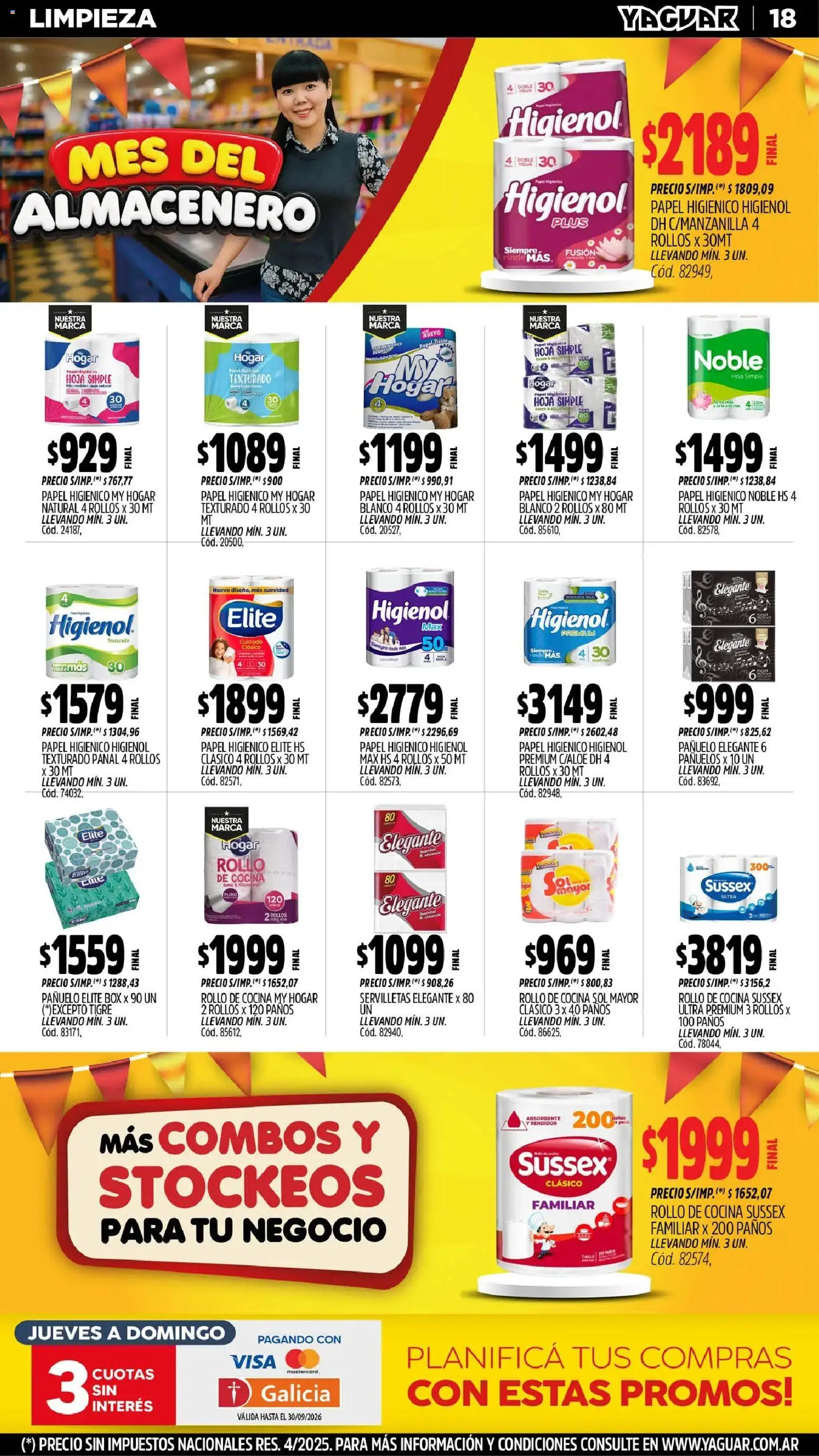 Yaguar - Oferta Semanal Parque Chacabuco │ válido desde el 31/08/2026 | Página: 18 | Productos: Papel higiénico, Pañuelo, Cocina, Servilletas
