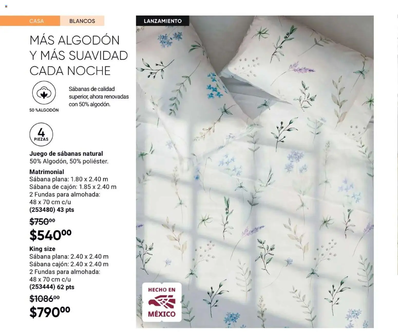 Nuevas ofertas de AVON válidas en toda la República Mexicana desde el 31/07/2026. ¡Encuentra las mejores ofertas en AVON Casa & Estilo 12 2026! | Página: 78 | Productos: Juego, Algodón, Almohada, Sabanas