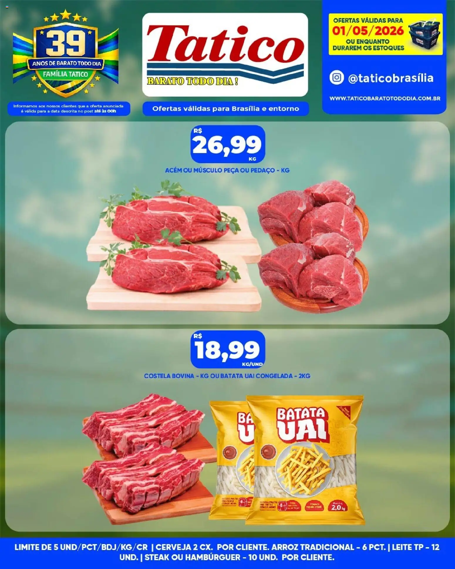 Tatico Folheto - válido de 01.05.2026 | Página: 12 | Produtos: Acém, Arroz, Hambúrguer, Batata