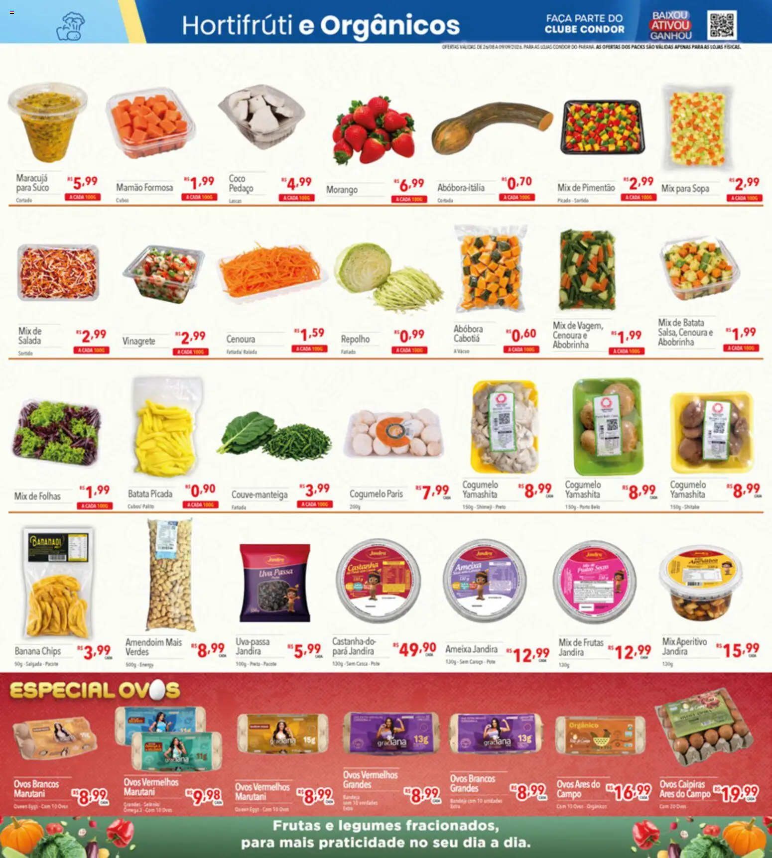 Supermercados Condor Folheto - válido de 26/08/2026 | Página: 10 | Produtos: Maracujá, Abobrinha, Cogumelo, Mamão