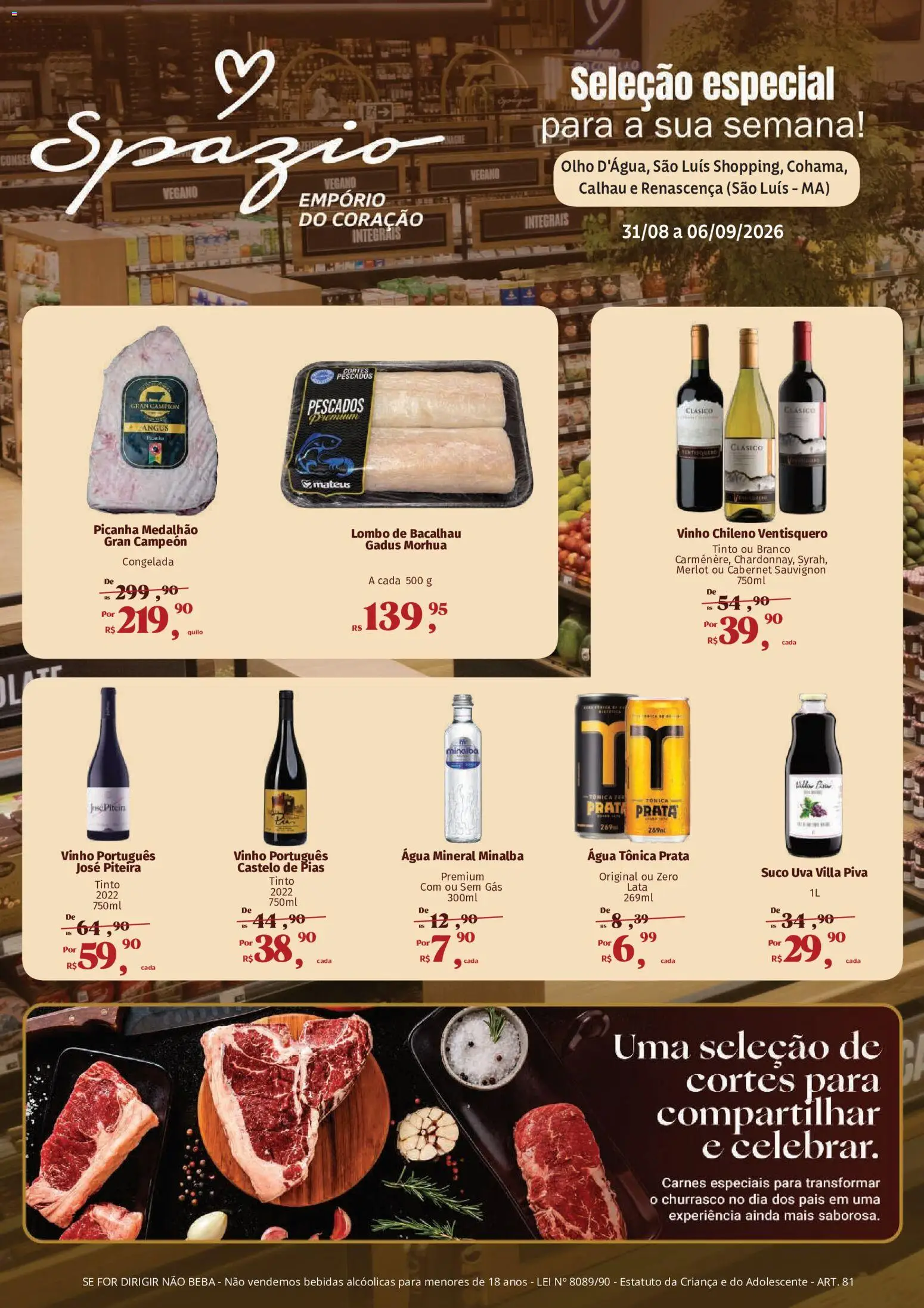 Mateus Folheto - válido de 31/08/2026 | Página: 1 | Produtos: Bacalhau, Picanha, Lombo, Suco