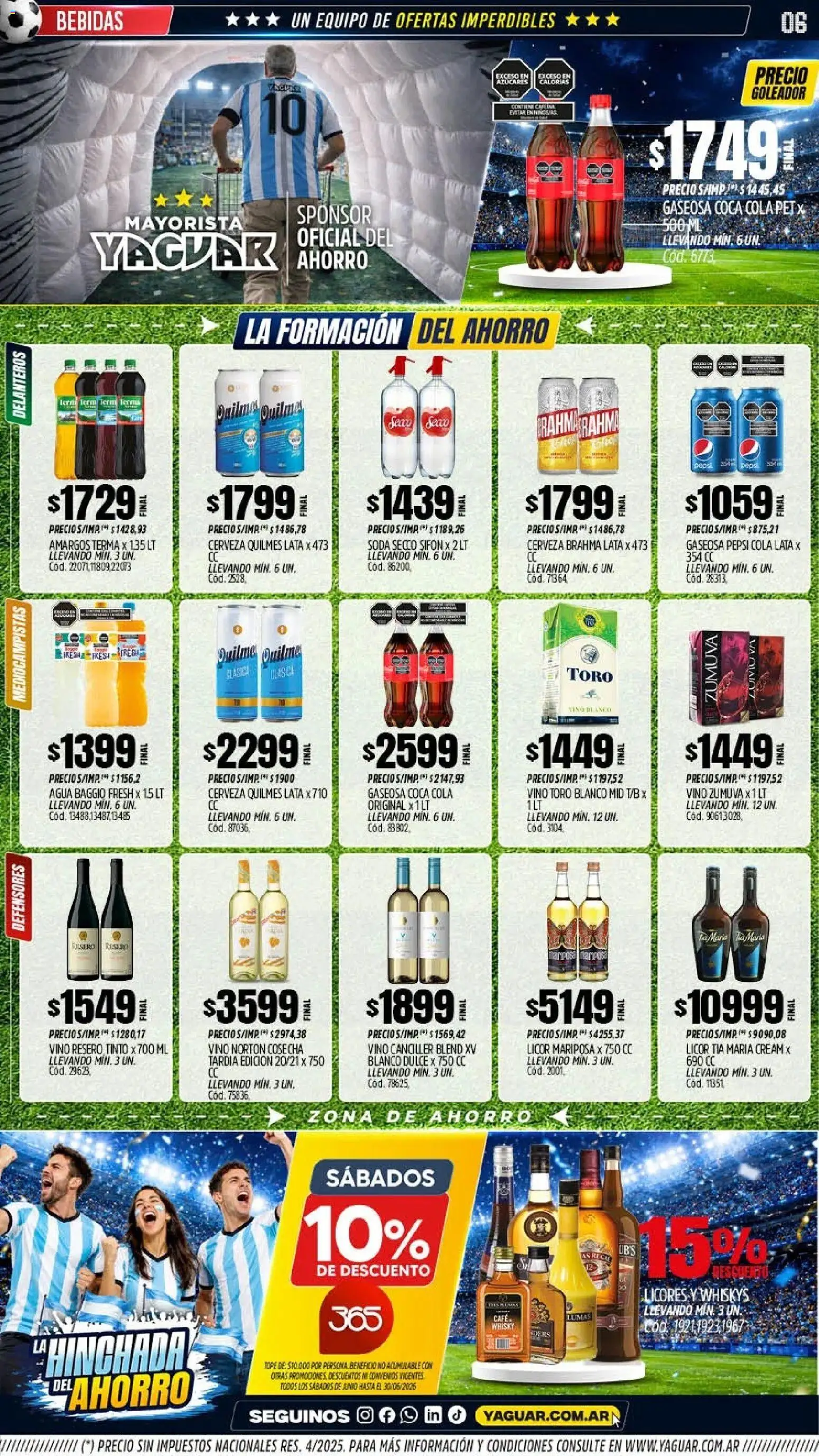 Yaguar - Oferta Semanal Trelew │ válido desde el 01.06.2026 | Página: 6 | Productos: Agua, Café, Vino, Cerveza